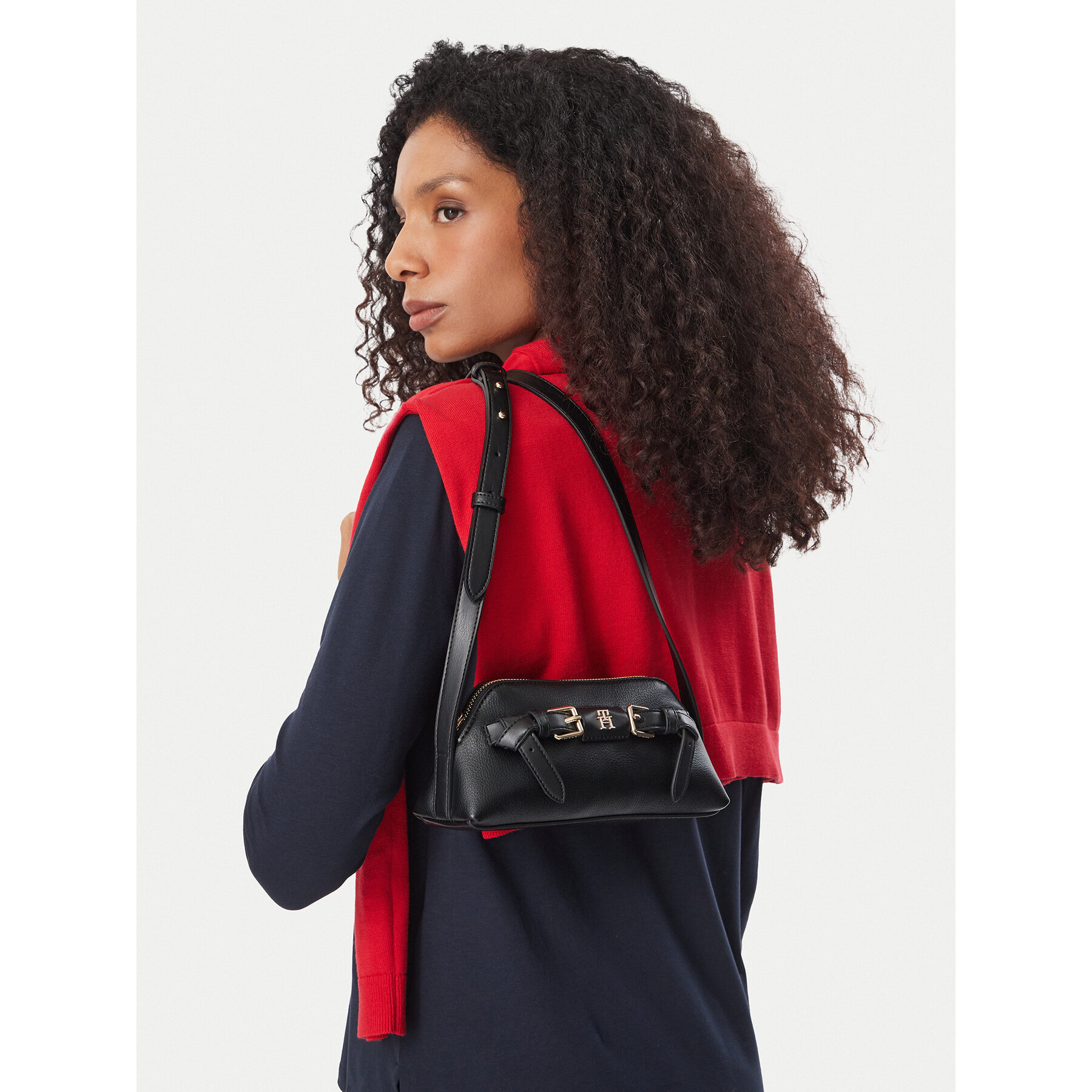 Τσάντα Tommy Hilfiger Th Buckle Micro Crossover AW0AW19511 Μαύρο