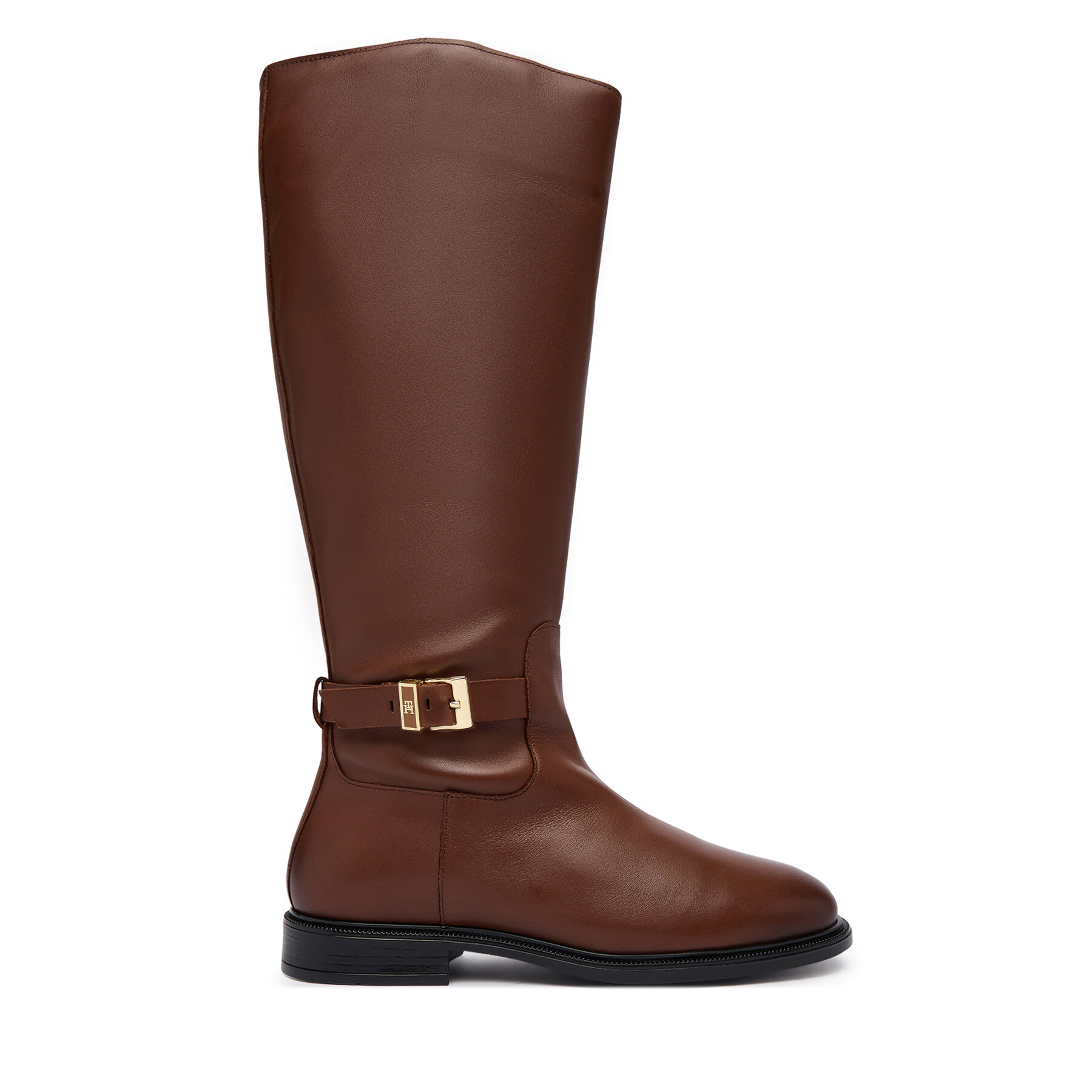 Zimski škornji Tommy Hilfiger Th Buckle Leather Knee Boot FW0FW09572 Rjava