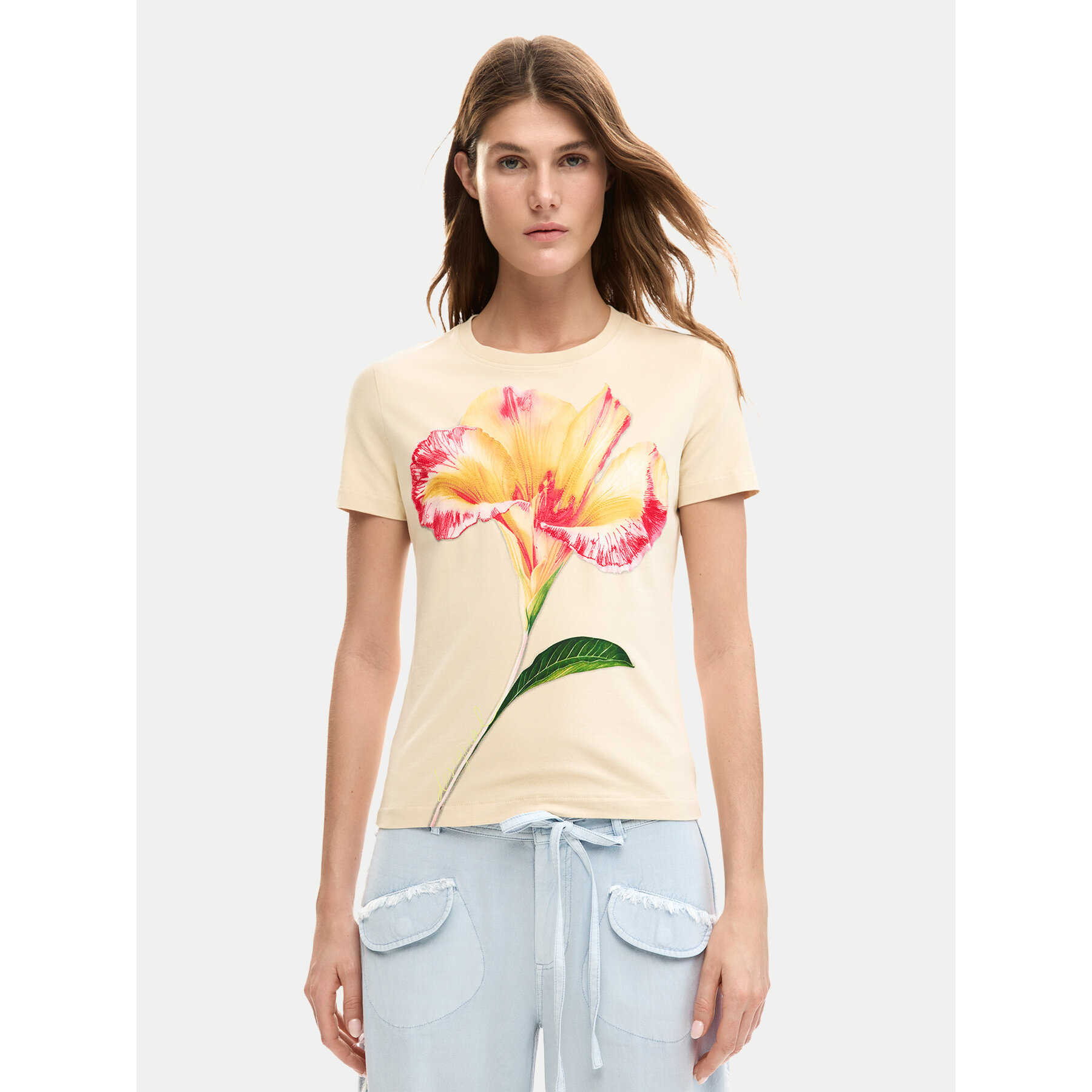 Desigual Majica Estocolmo 26SWTK03 Bež Regular Fit
