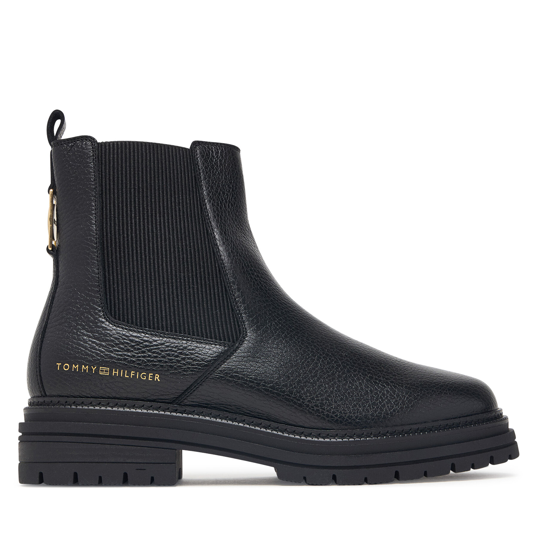 Ghete Jodhpur Tommy Hilfiger Th Emboss Grain Leather Chelsea FW0FW09559 Negru