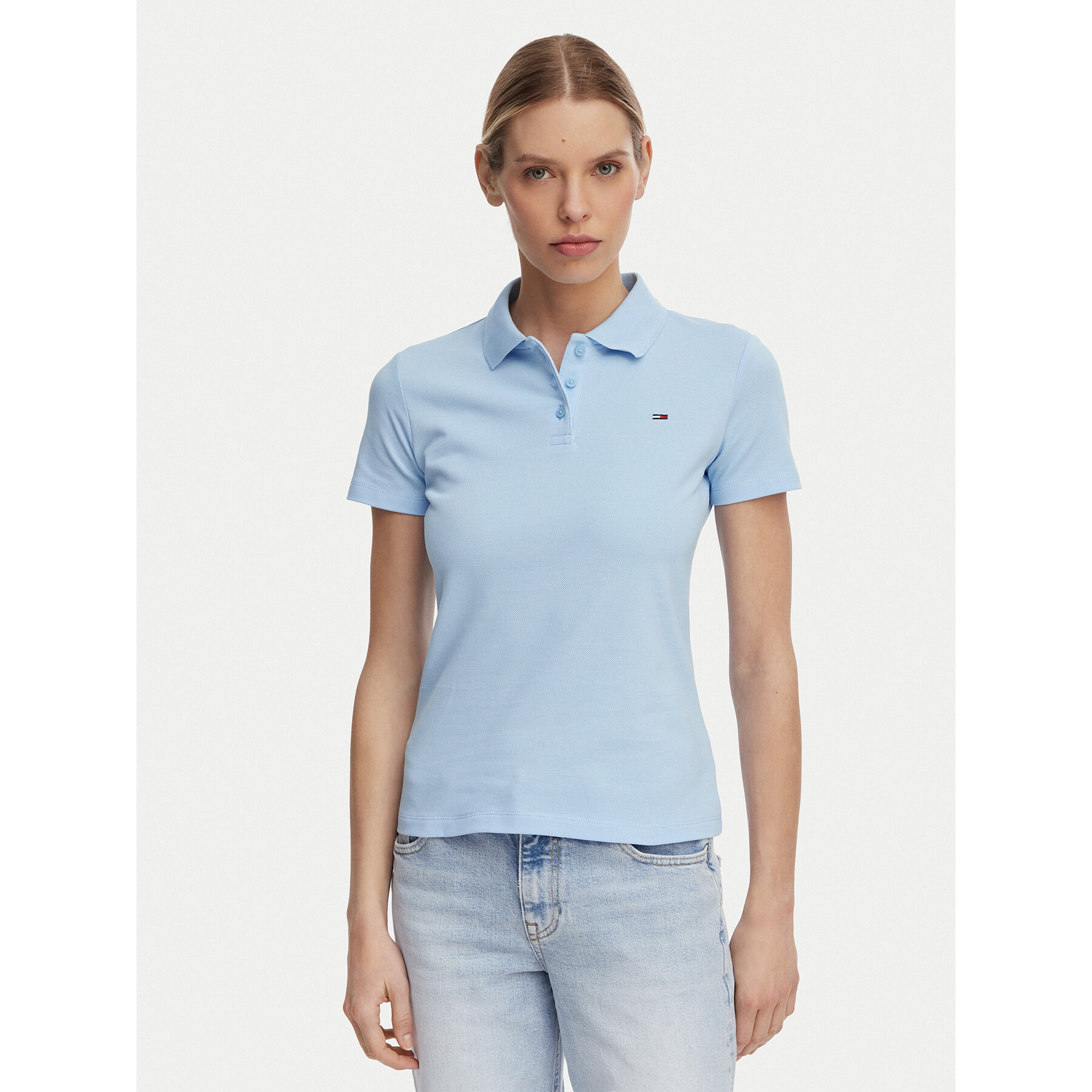 Tommy Jeans Poloshirt Essential DW0DW20160 Hellblau Slim Fit