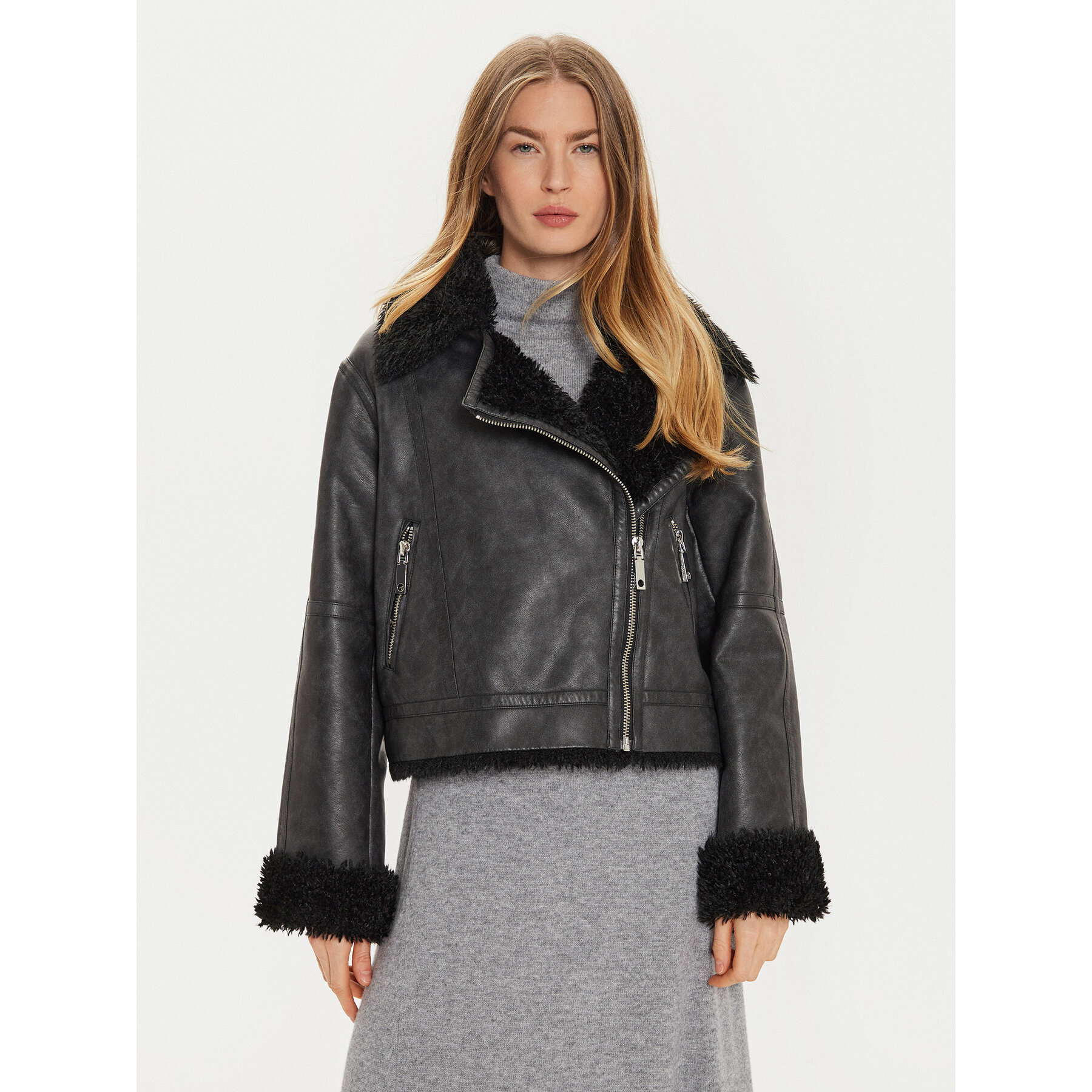 MAX&Co. Jacke aus Kunstleder 2426086074200 Schwarz Regular Fit