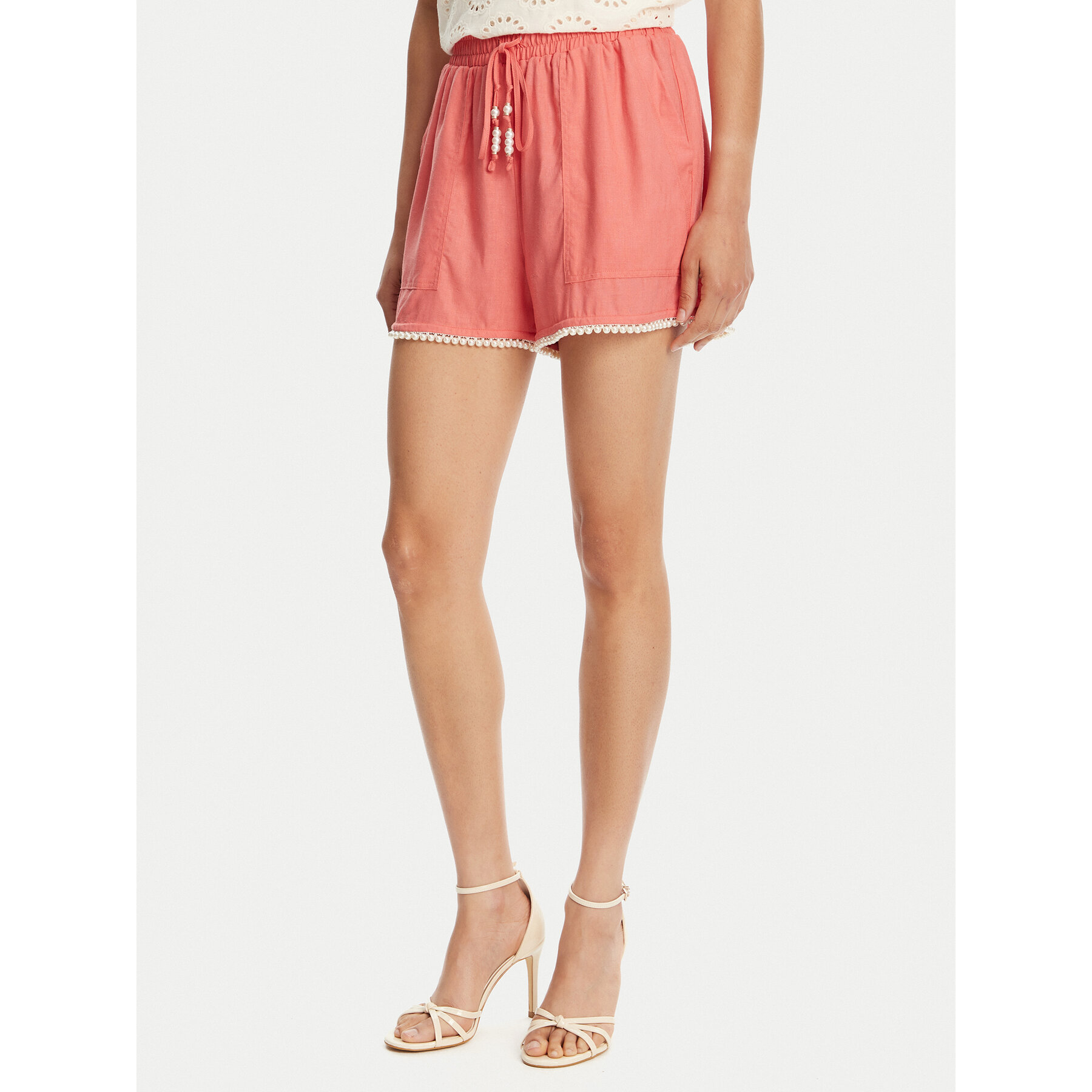 TWINSET Stoffshorts 251LM2QGG Korallenfarben Regular Fit