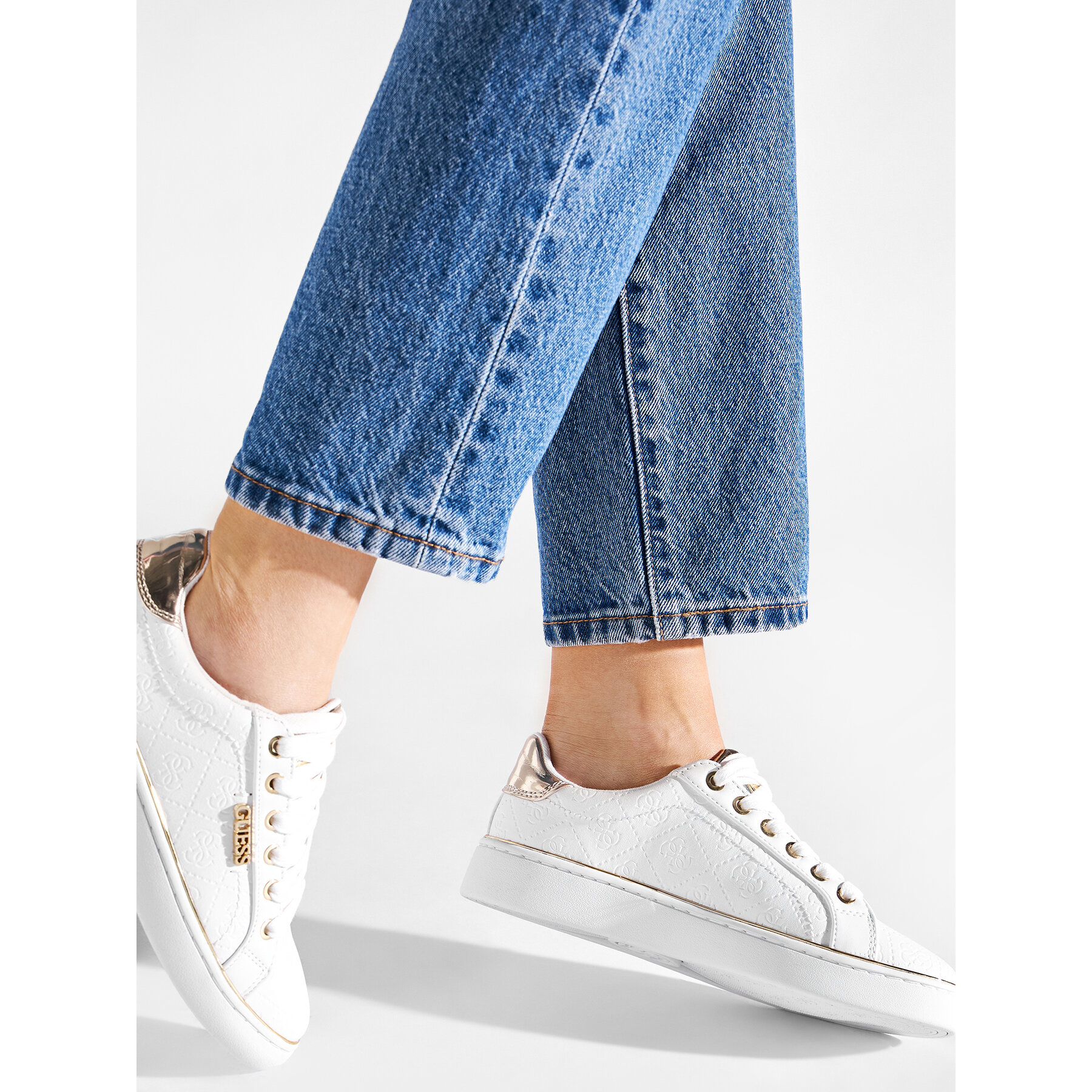 Sneakersy Guess Beckie/Active Lady/Leather Lik FL5BEK FAL12 Biela