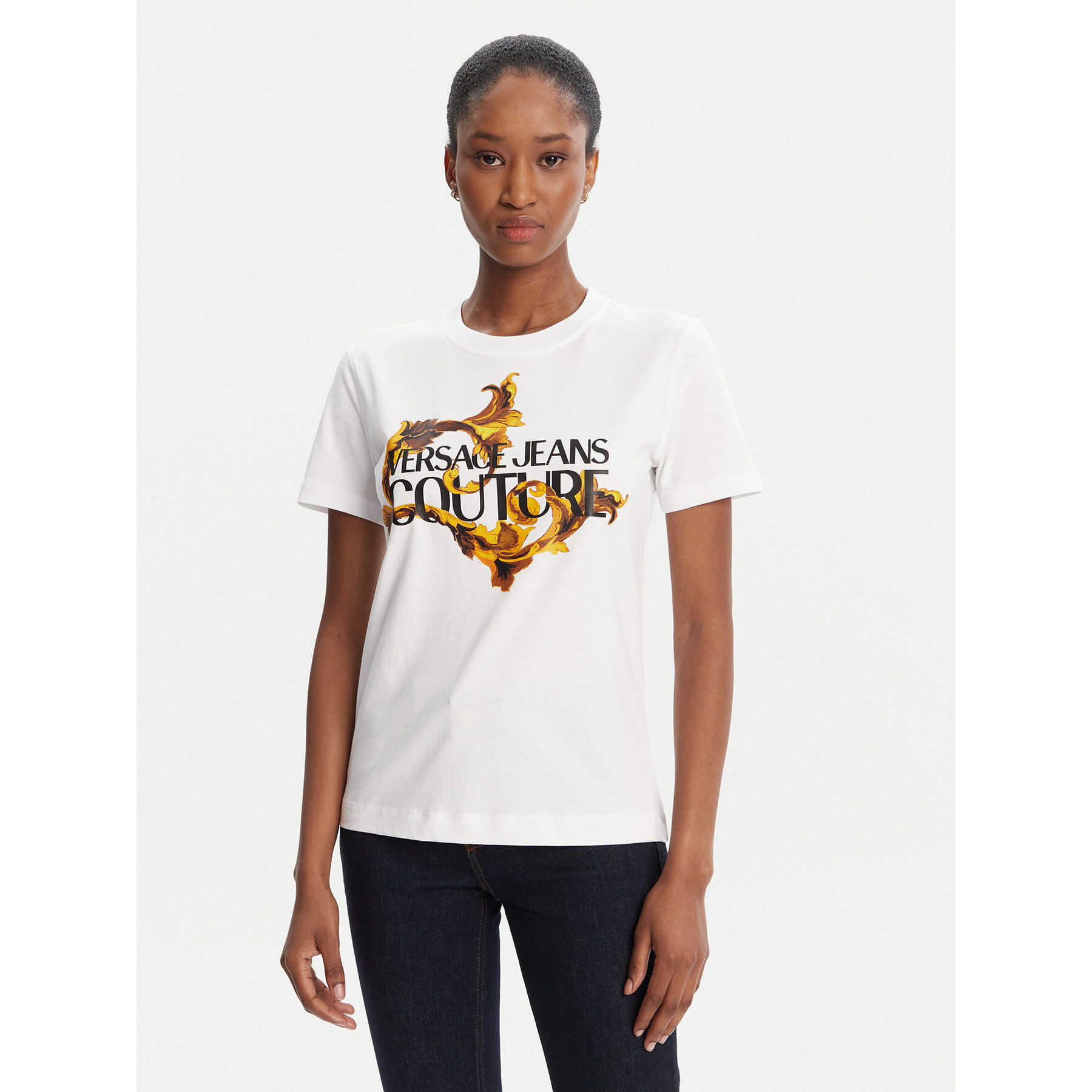 Versace Jeans Couture T-Shirt 79HAHE06 CJ00E Weiß Regular Fit