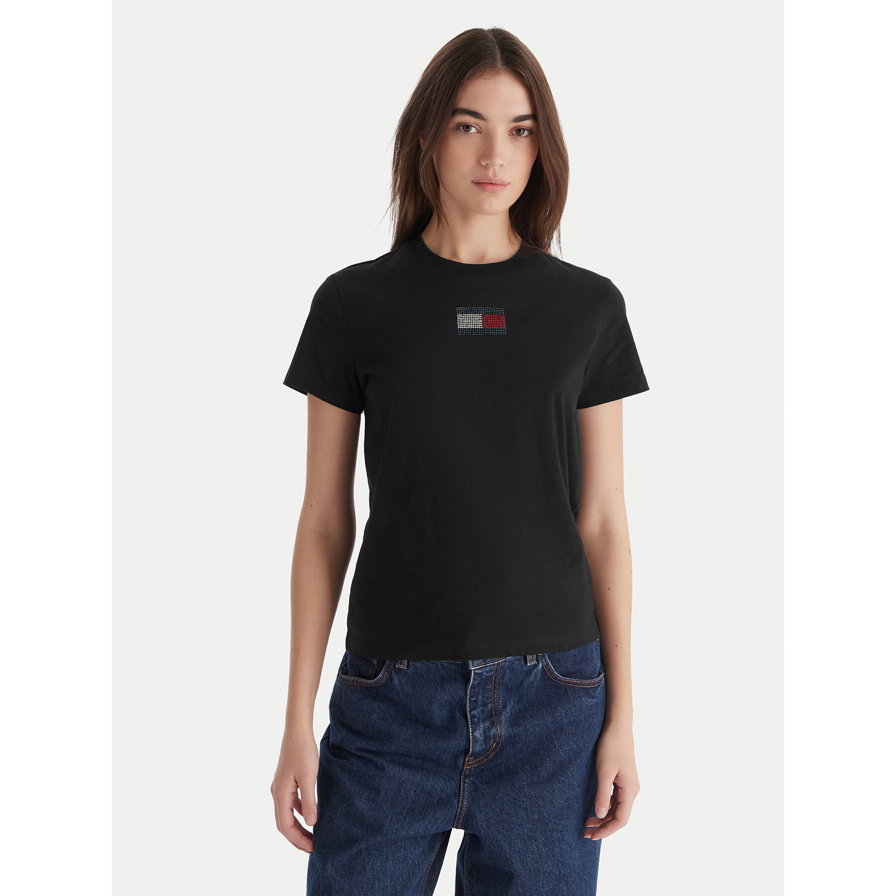 Tommy Jeans T-Shirt Party Flag DW0DW21965 Schwarz Regular Fit