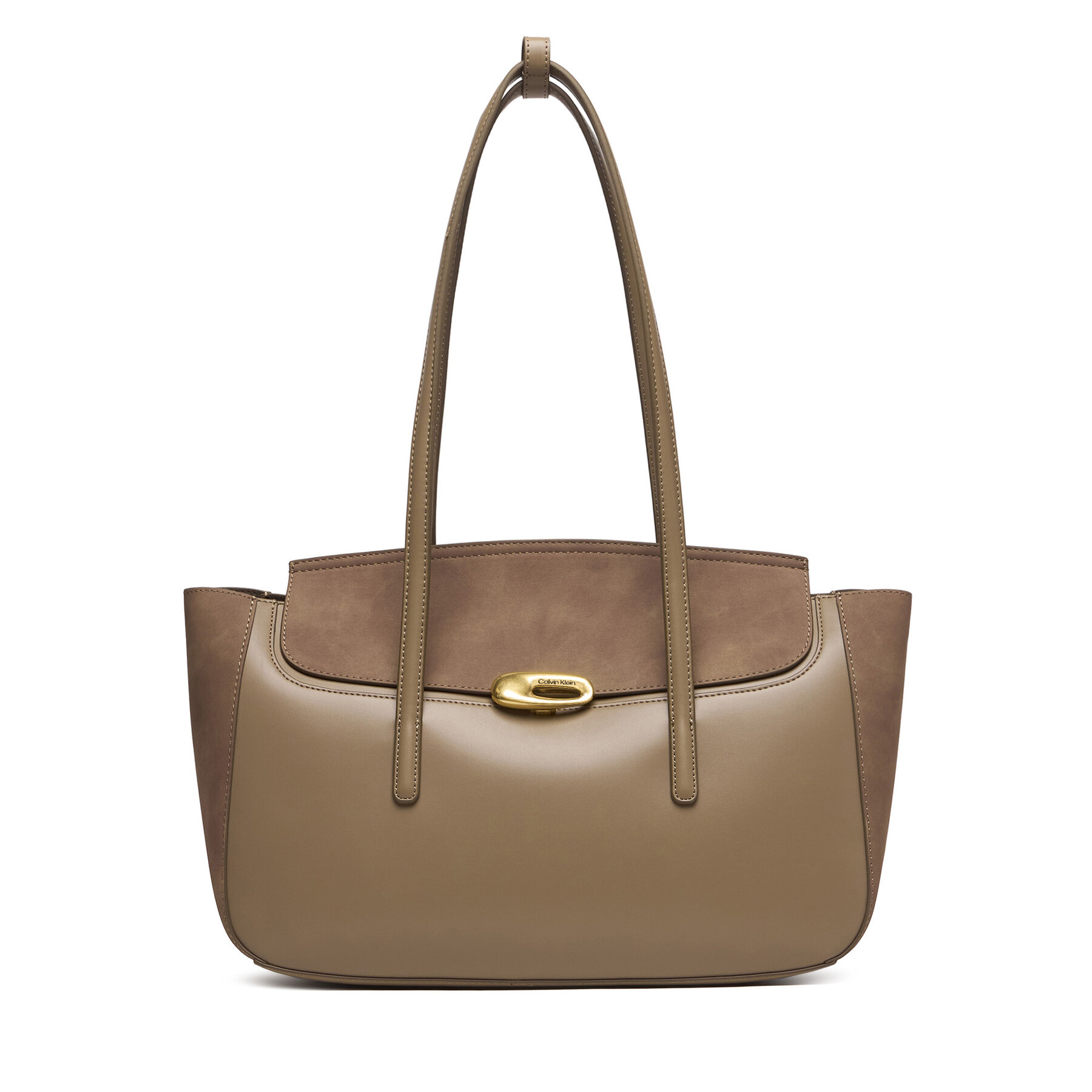 Дамска чанта Calvin Klein Hardware Brushed Flap Tote Bag LV04F3336G Бежов