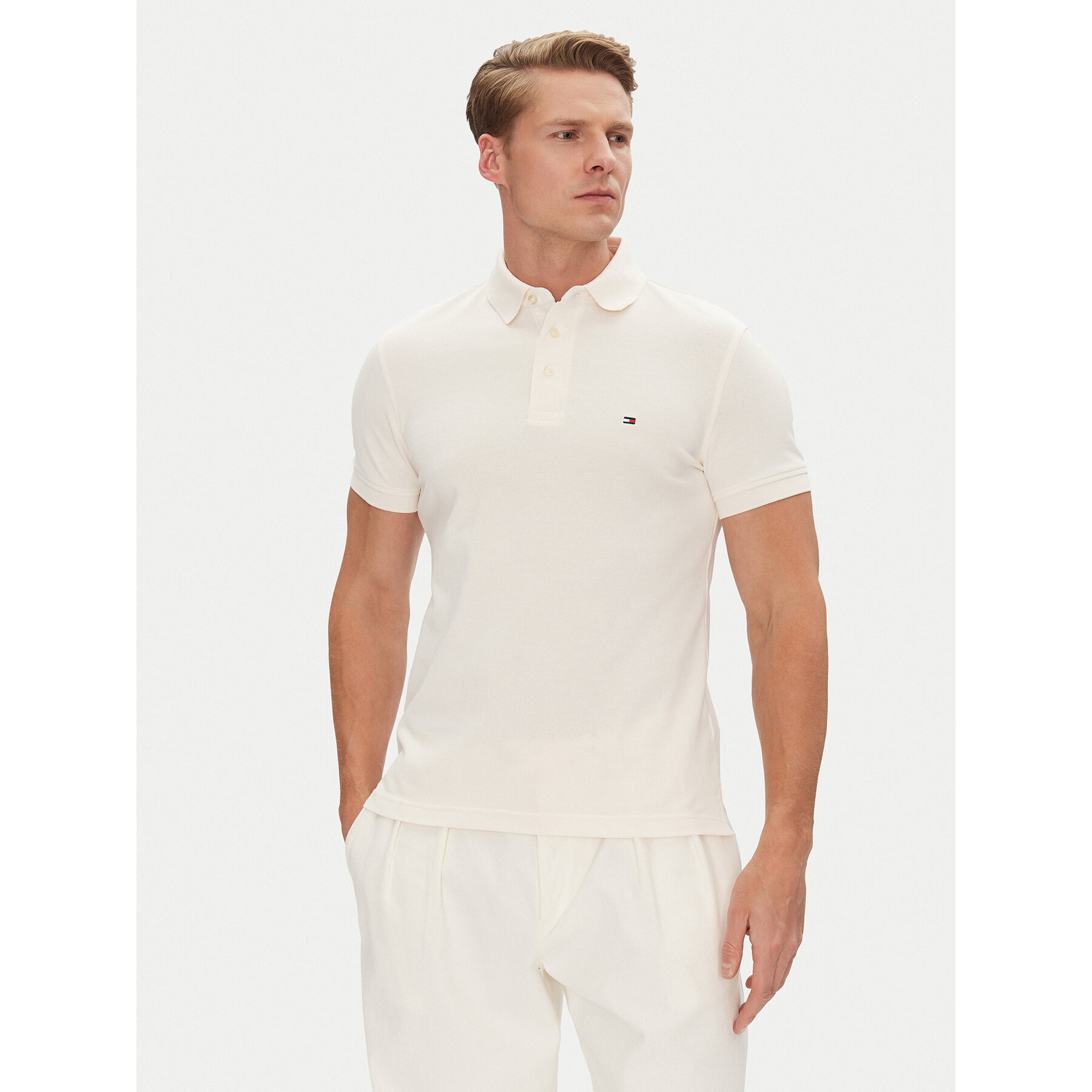 Tommy Hilfiger Polo majica 1985 MW0MW17771 Bež Slim Fit