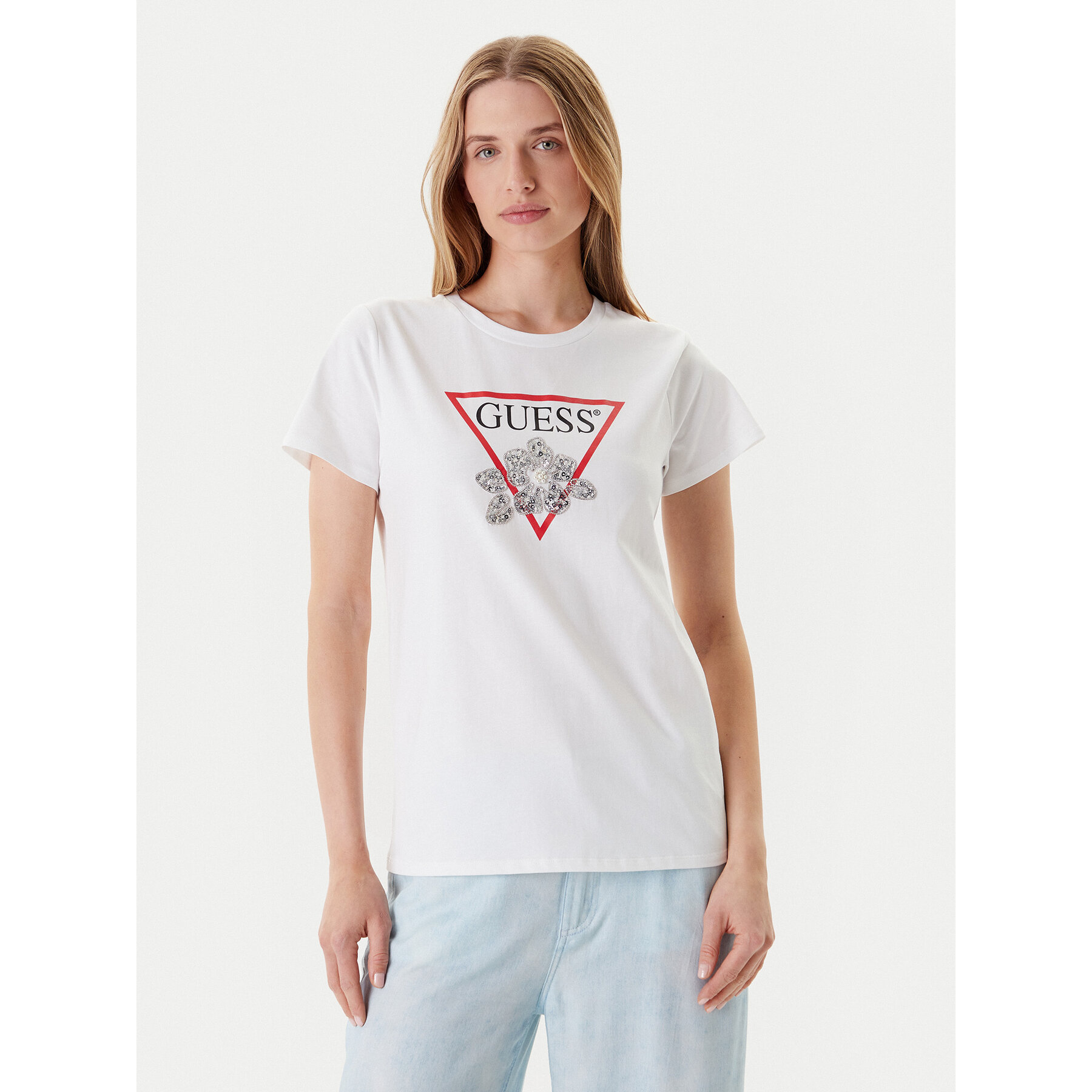 Guess Póló W5YI38 I3Z14 Fehér Regular Fit