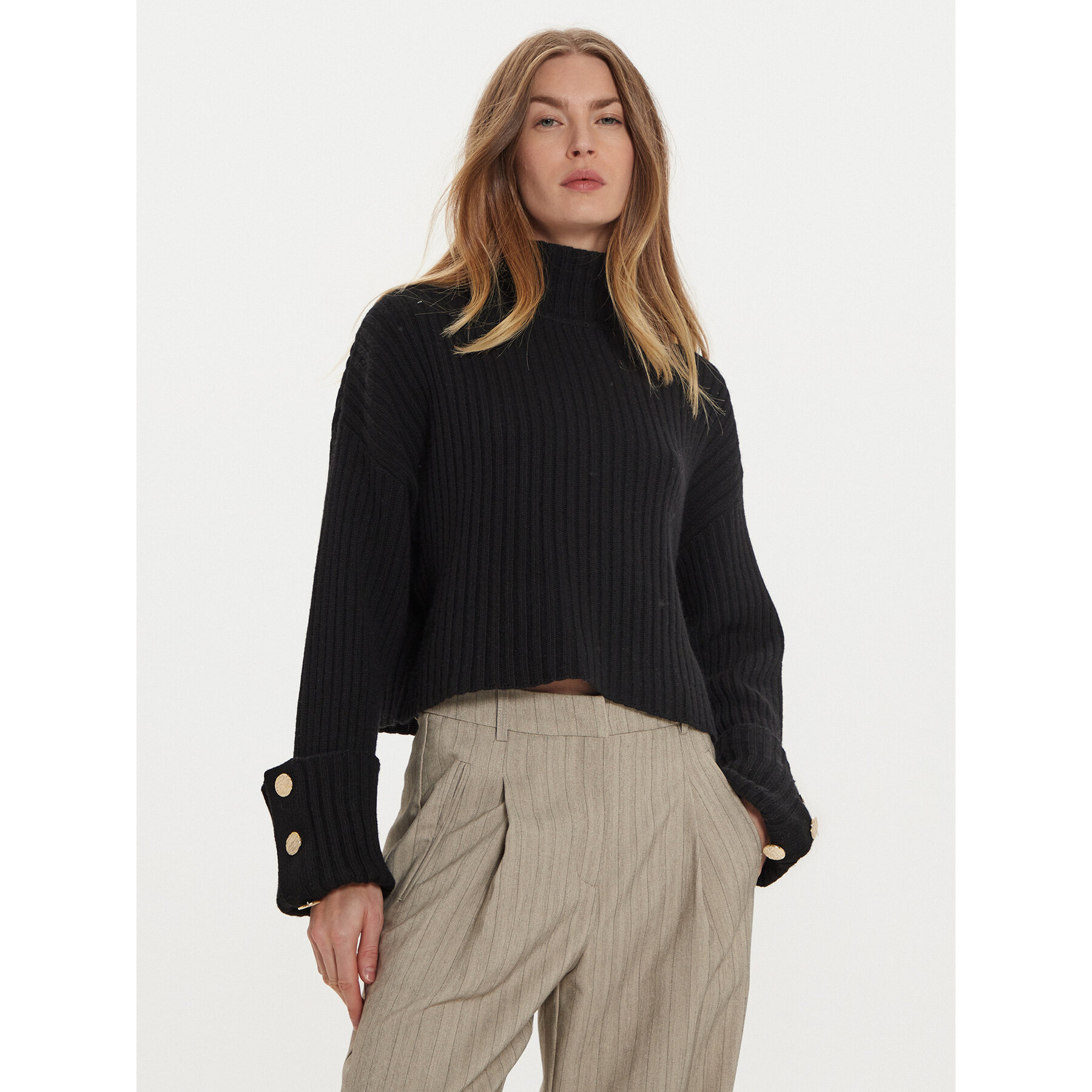 ViCOLO Rollkragenpullover 55016S Schwarz Regular Fit