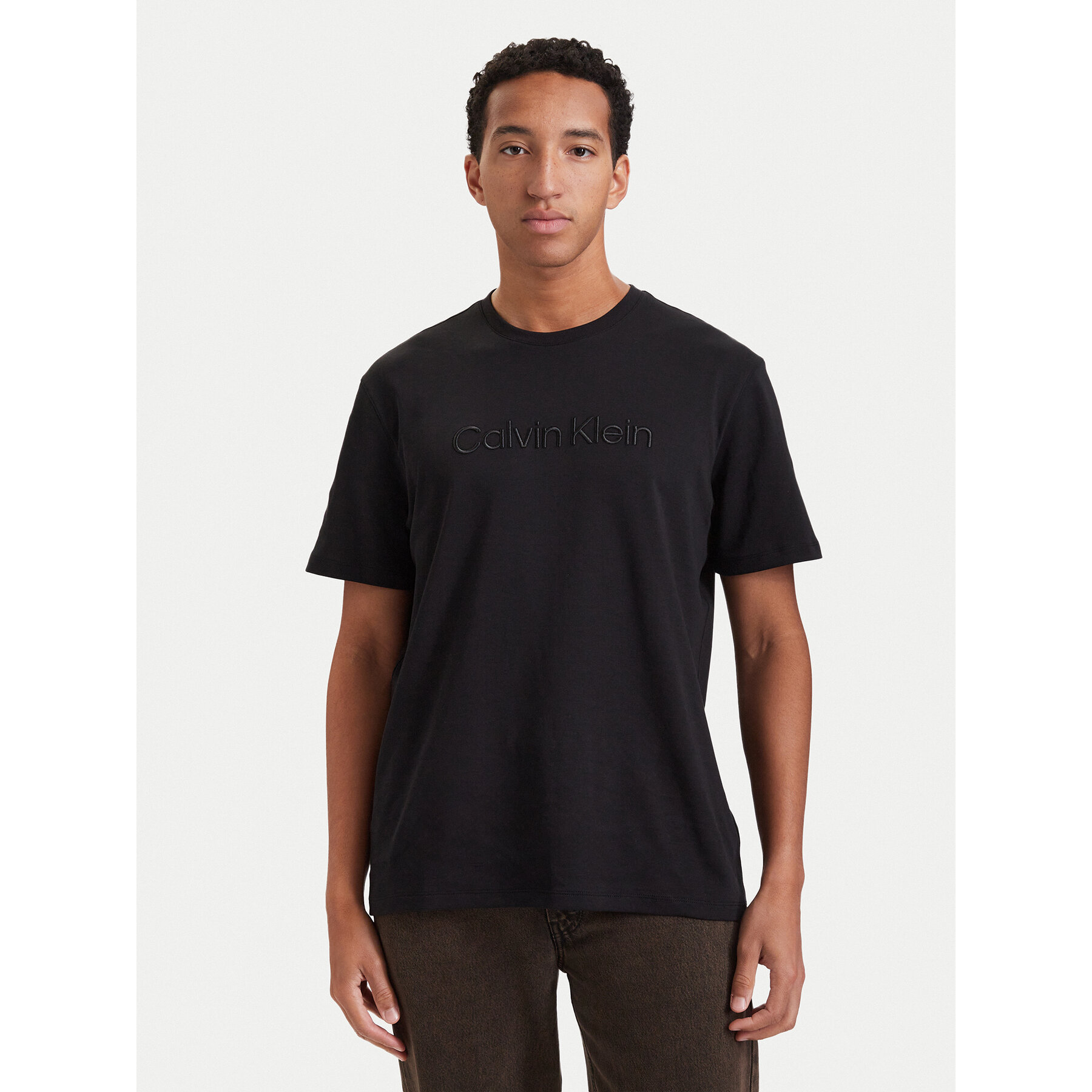 Calvin Klein T-Shirt Interlock LV04LH804G Schwarz Regular Fit