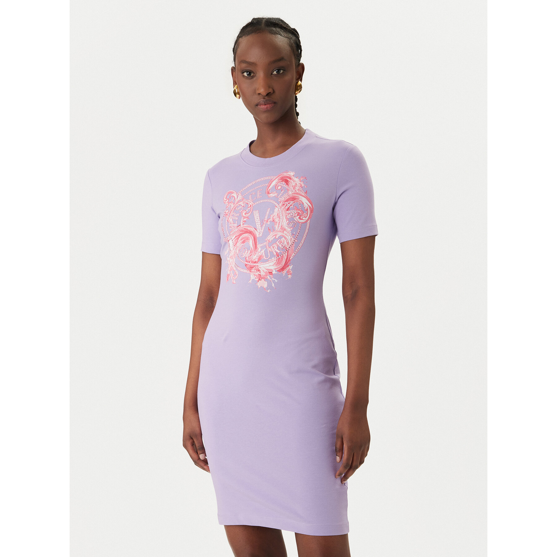 Versace Jeans Couture Kleid für den Alltag 80HAOE01 CJ02E Violett Slim Fit