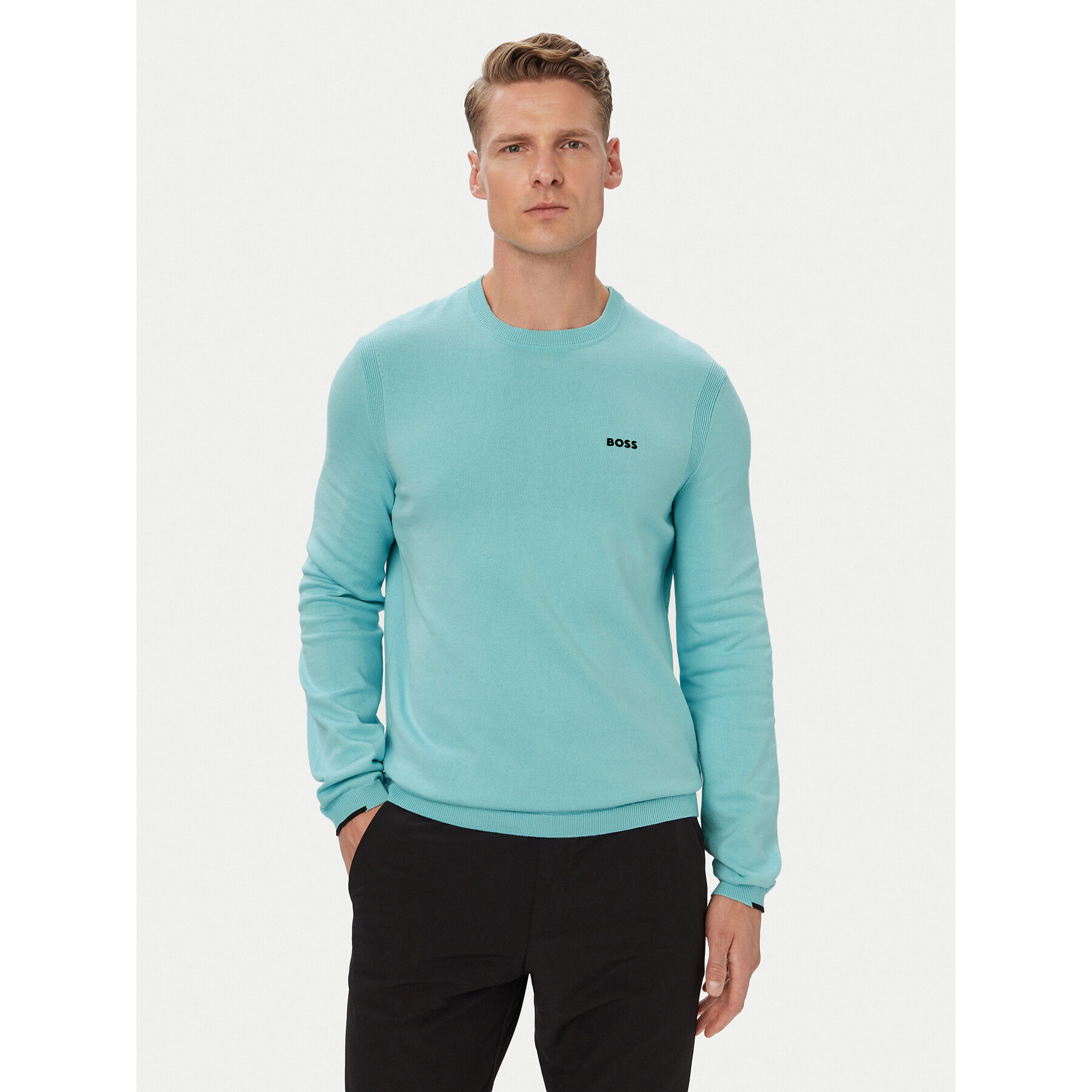 BOSS Pullover KN_Ever-X CN 50556145 Türkisfarben Regular Fit
