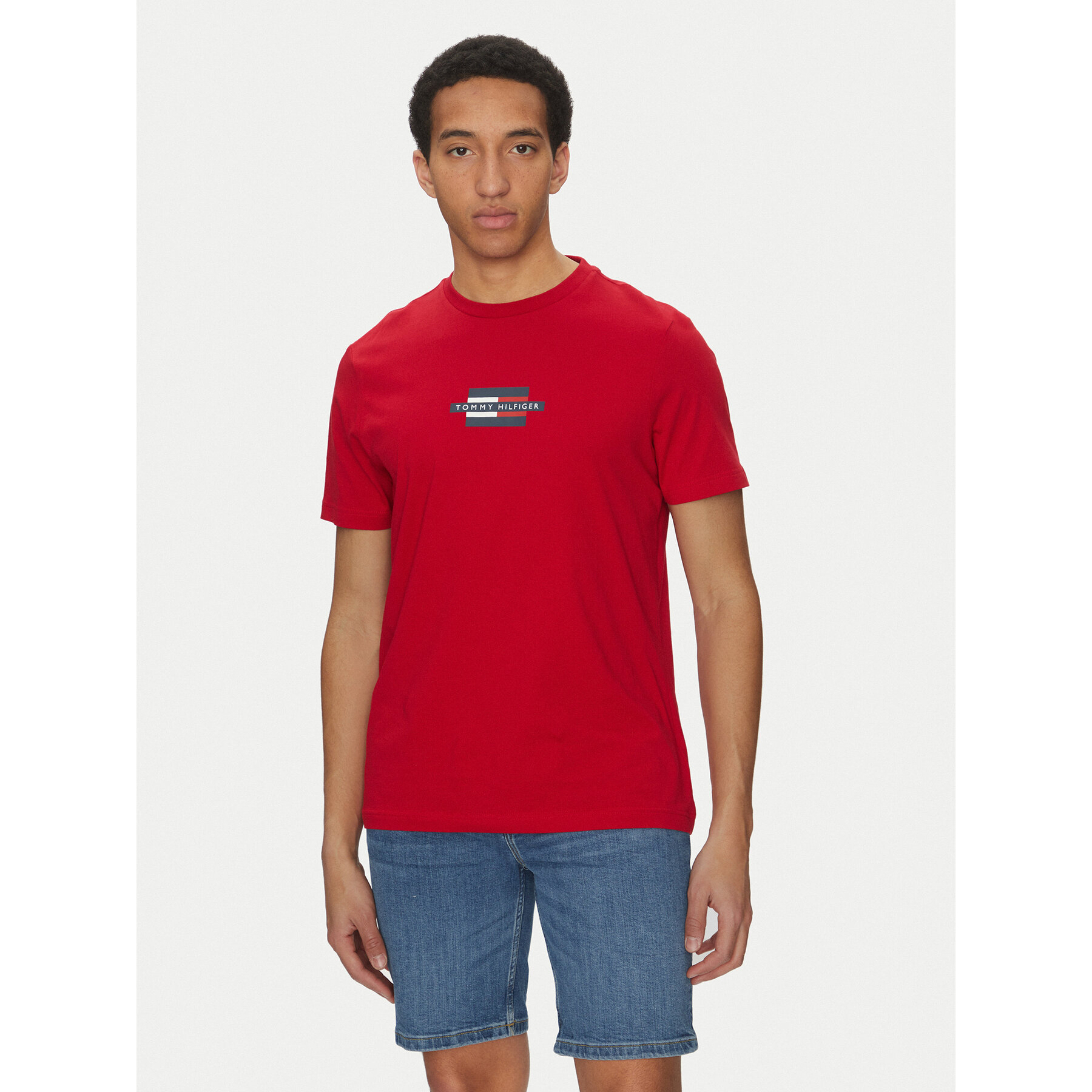 Tommy Hilfiger Póló Flag Box MW0MW38636 Piros Regular Fit
