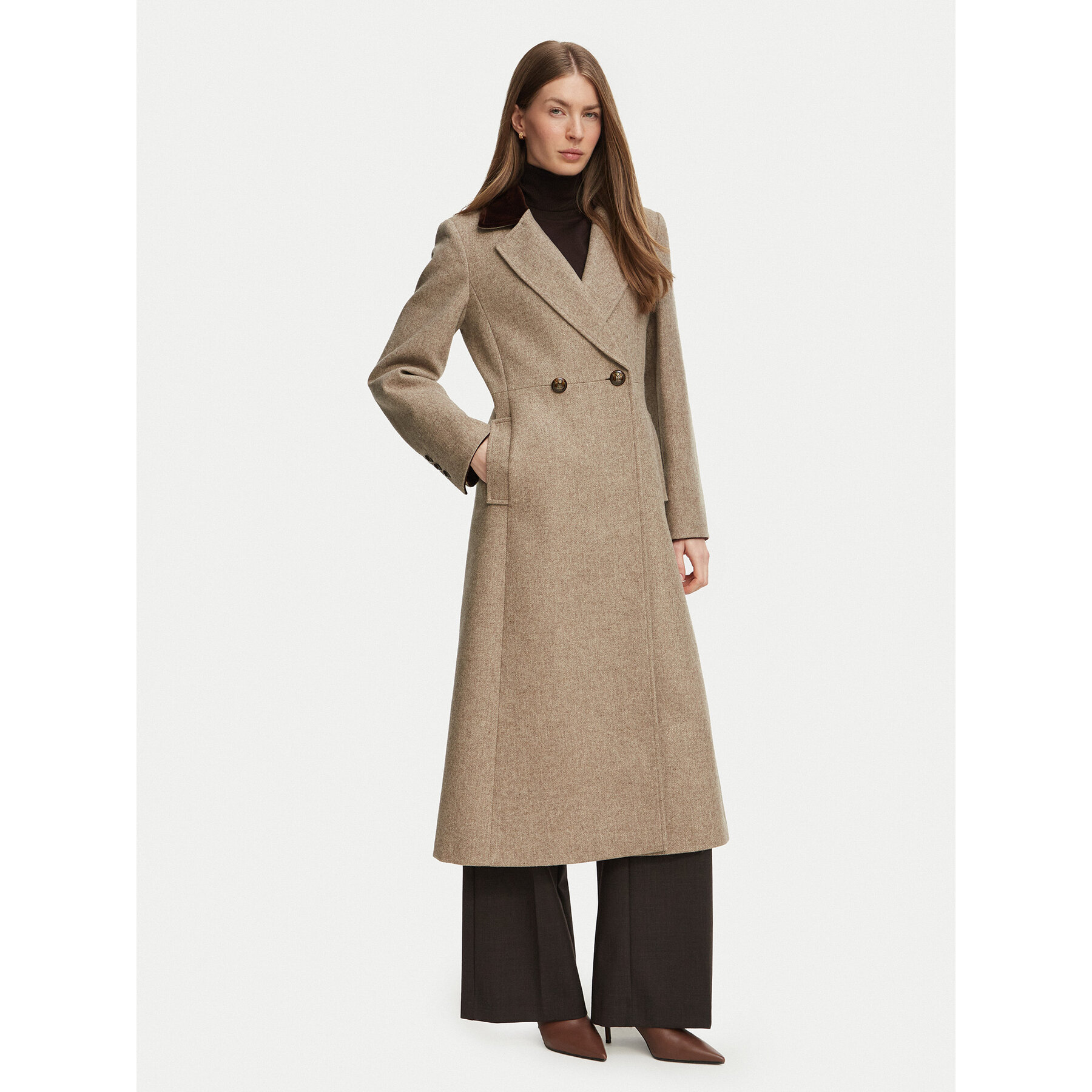 Luisa Spagnoli Wollmantel Sindi 543432 Beige A-Line Fit