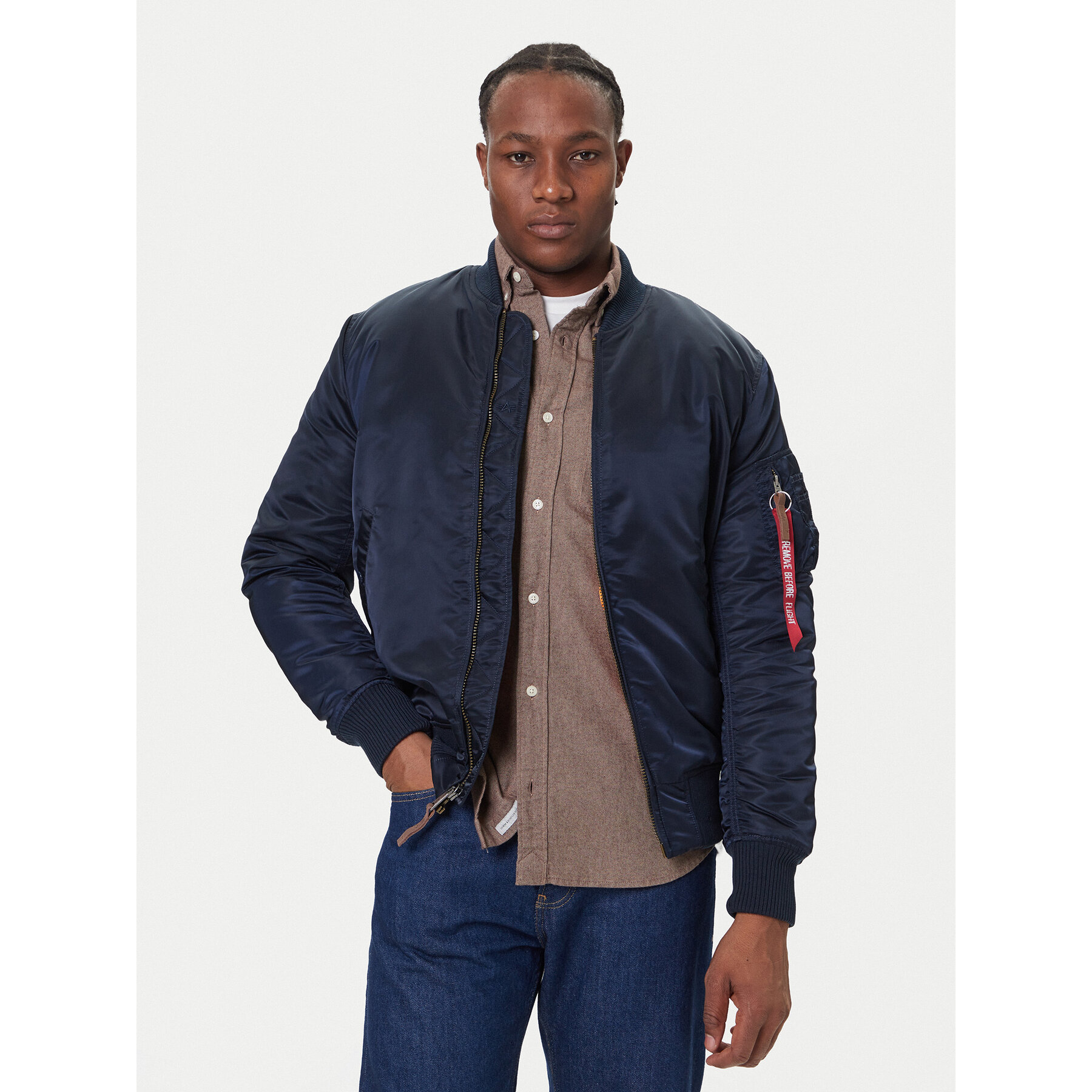 Alpha Industries Bomberjacke Ma-1 Vf 59 Long 168100 Dunkelblau Slim Fit