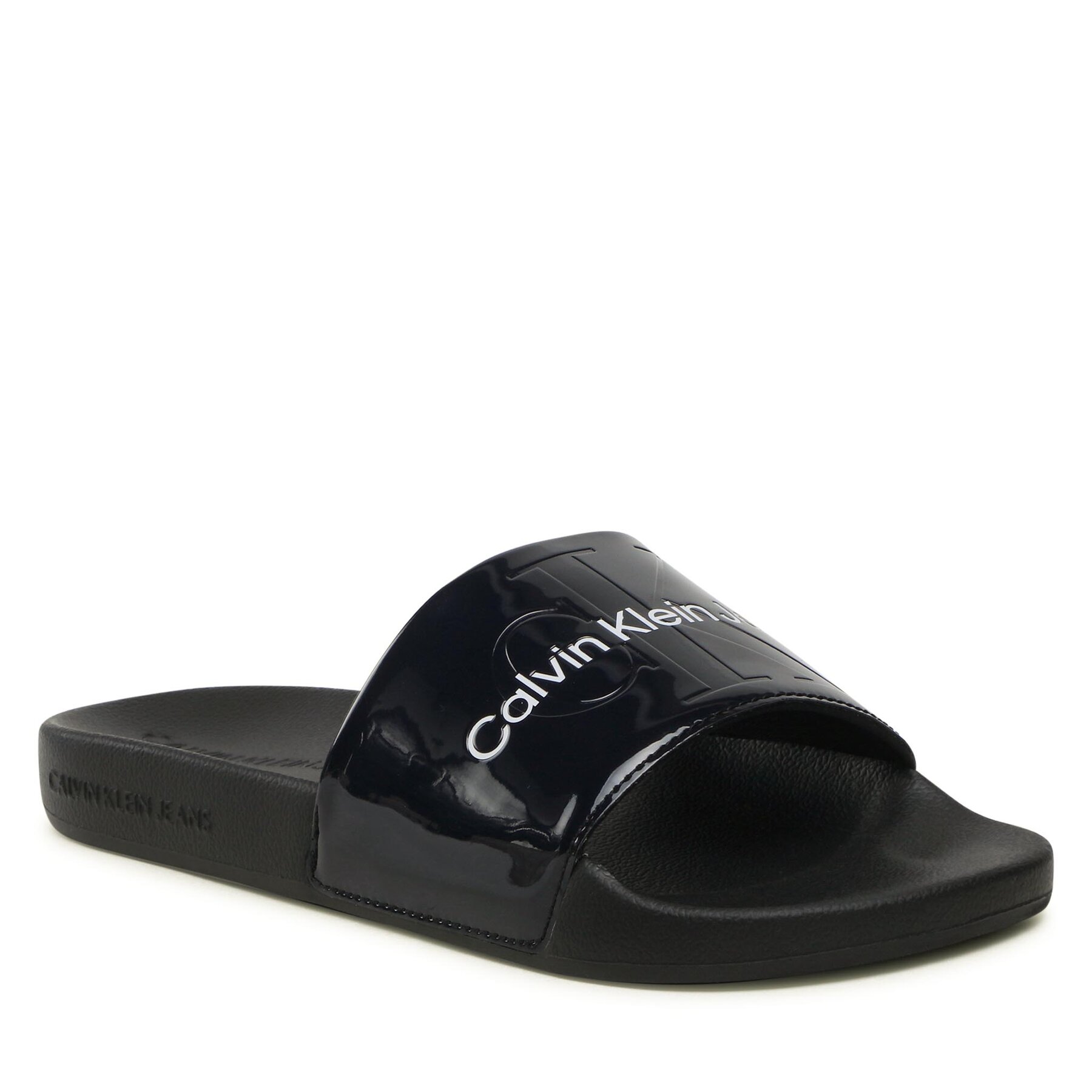 Ciabatte Calvin Klein Jeans Slide Metallic Monologo YW0YW00638 Blu scuro