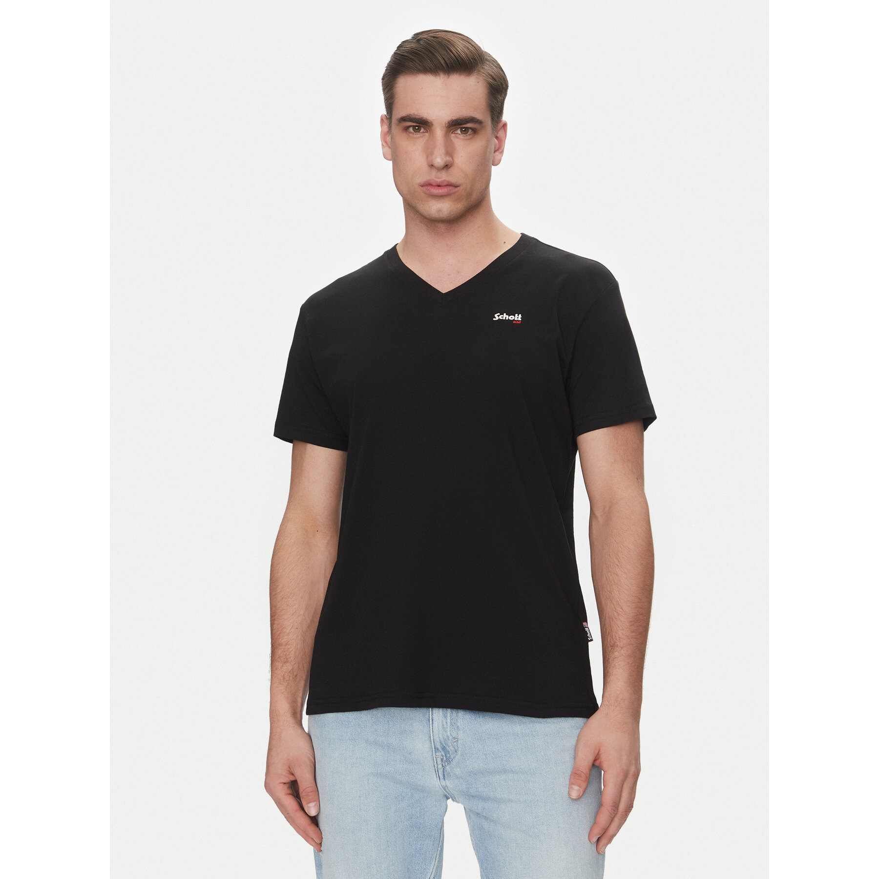 SCHOTT N.Y.C. SCHOTT N.Y.C. T-Shirt TSCASUALV Μαύρο Regular Fit