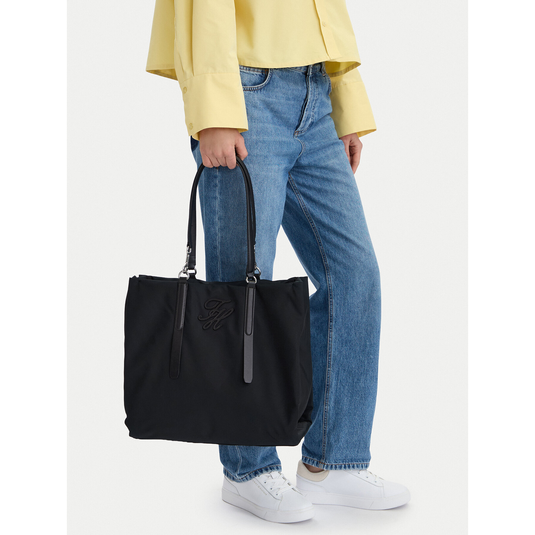 Geantă Tommy Hilfiger Th Elevated Nylon Tote AW0AW18406 Negru