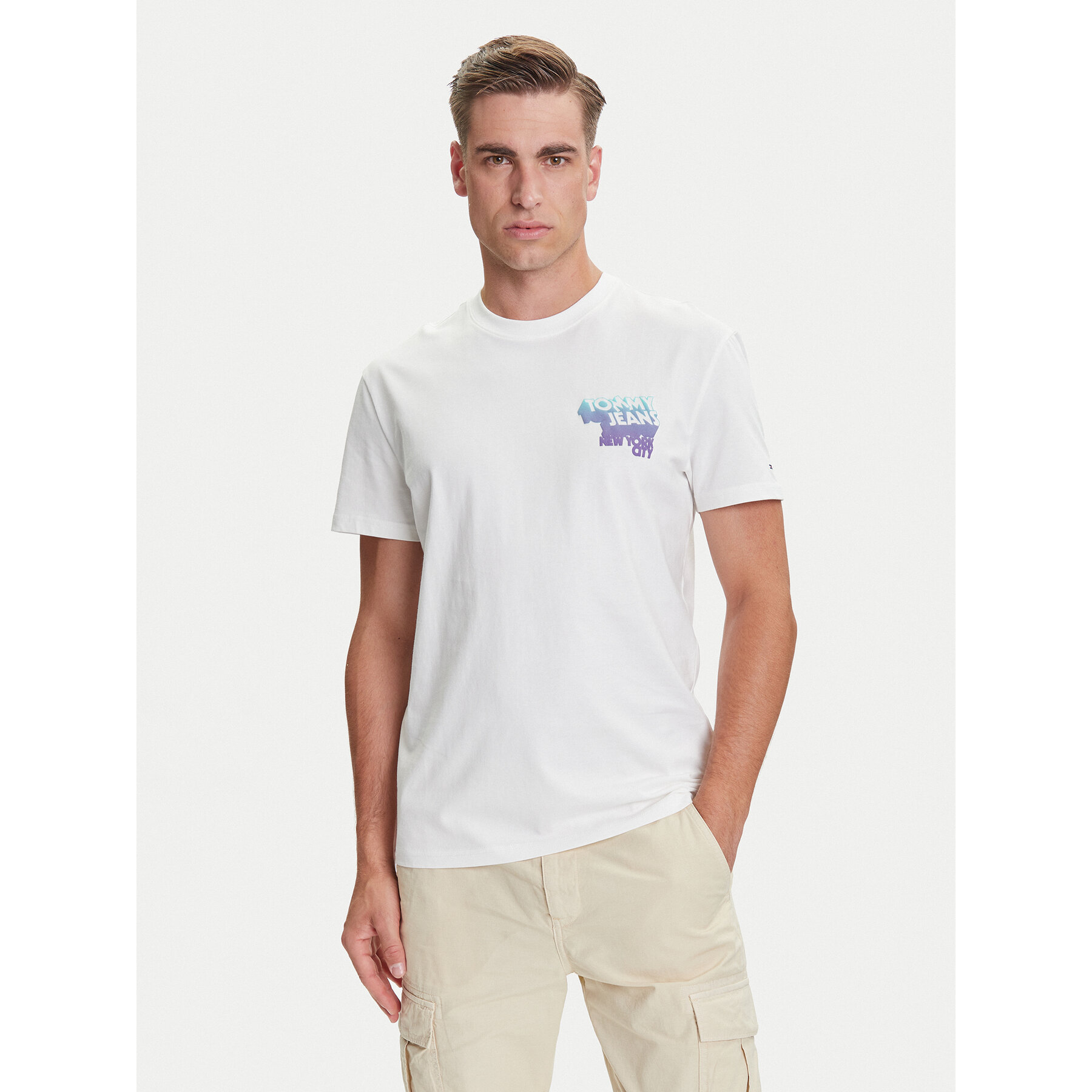 Tommy Jeans T-shirt Stack Backprint DM0DM21589 Bianco Regular Fit