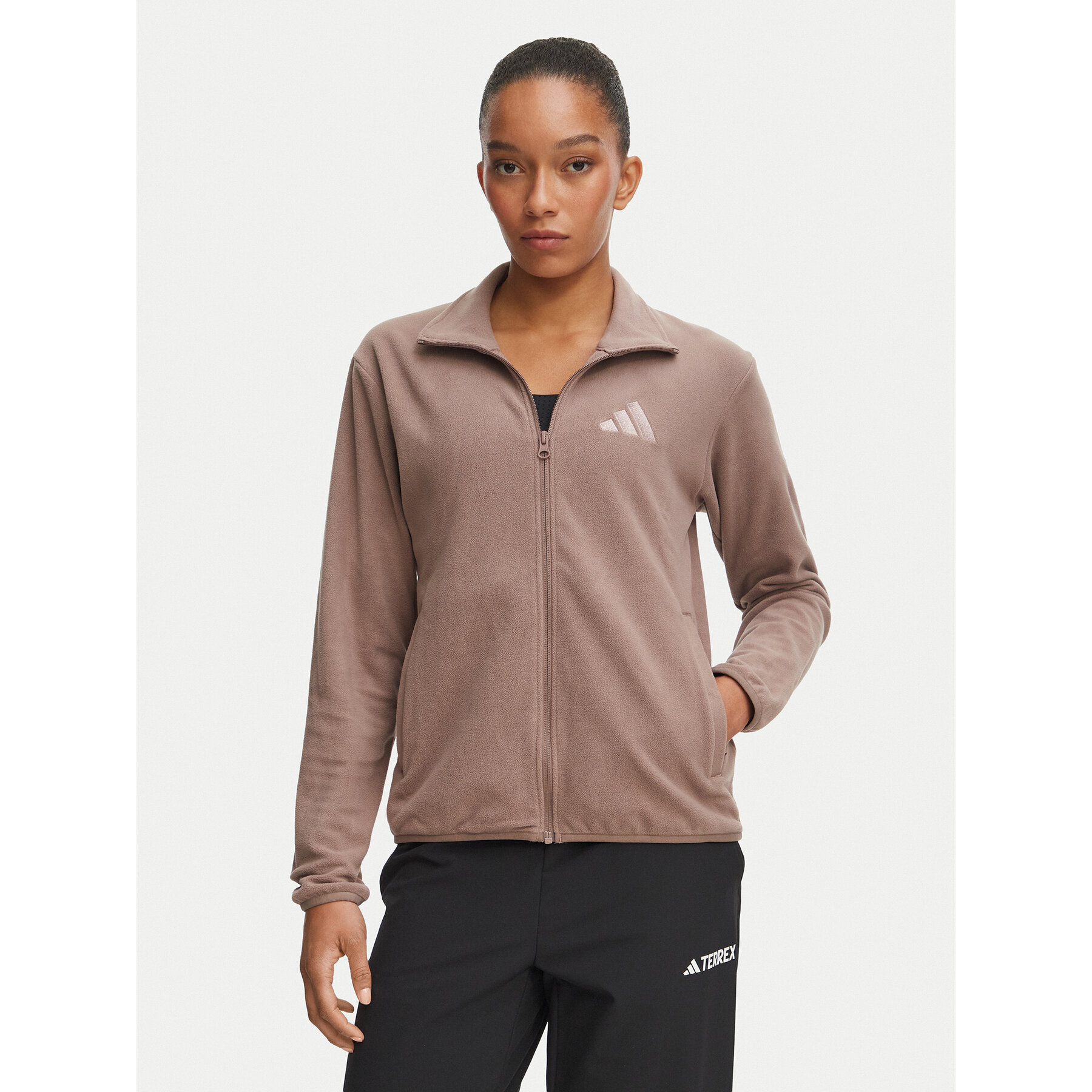 adidas Fleecejacke Terrex Multi Essentials Full Zip Fleece Jacket KY9854 Hellbraun Regular Fit