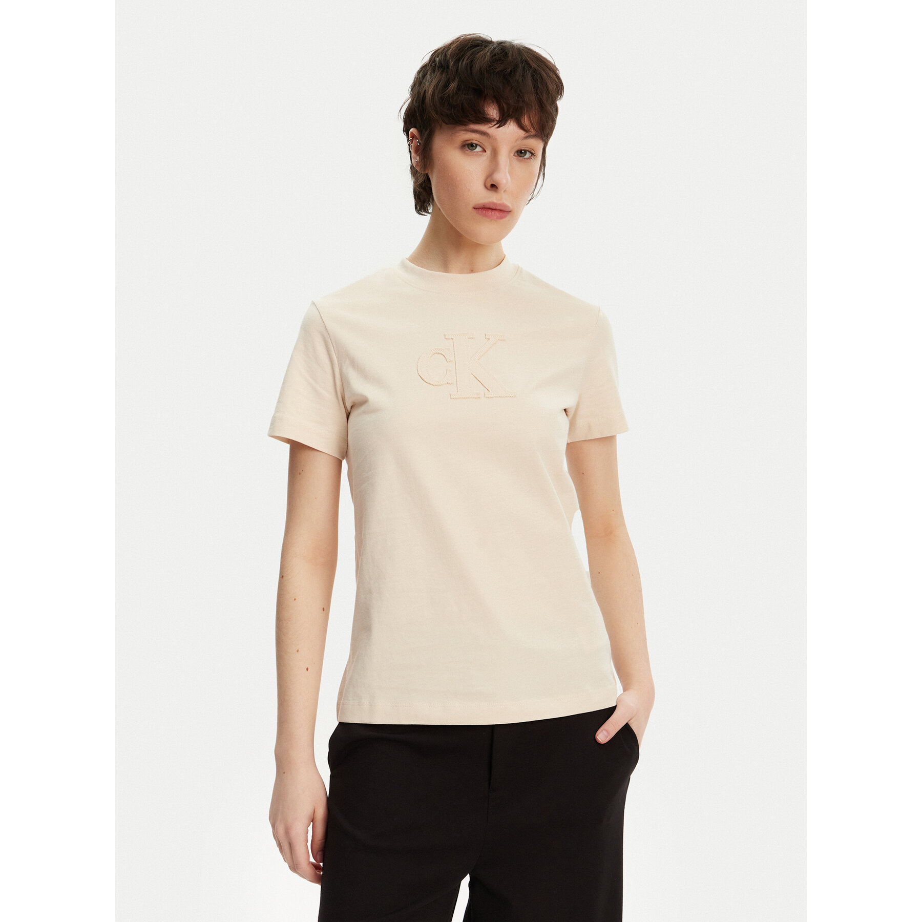 Calvin Klein Jeans T-Shirt J20J225256 Μπεζ Regular Fit