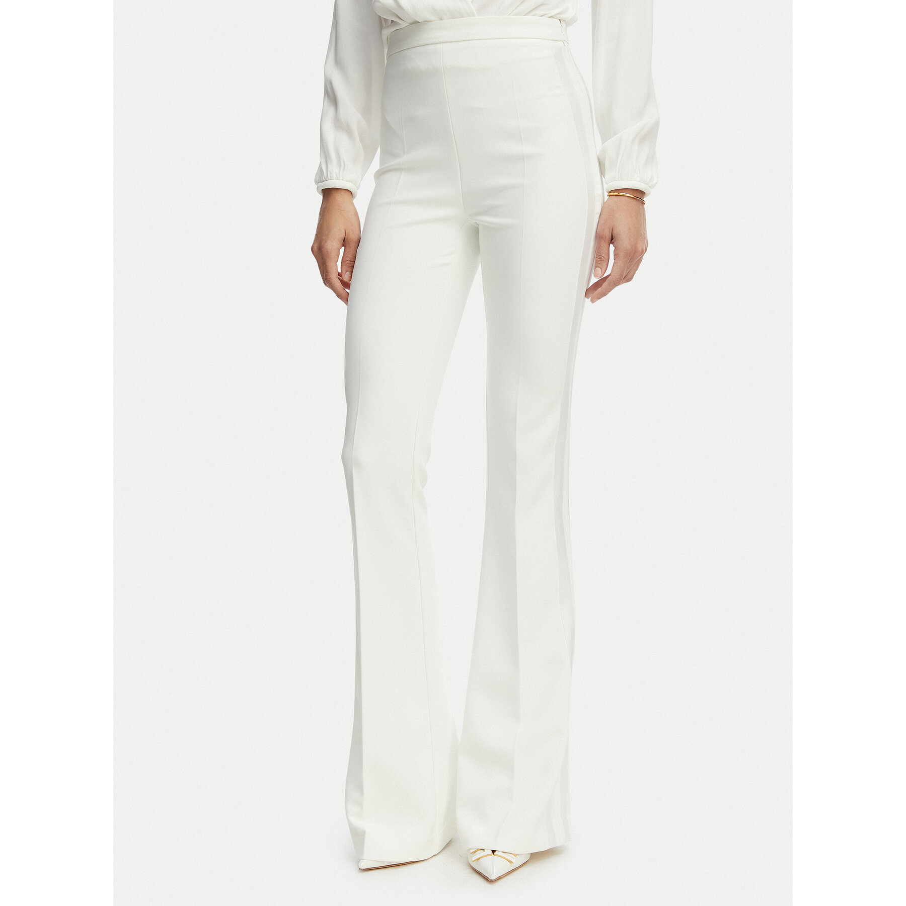 Elisabetta Franchi Stoffhose PA-184-62E2-V290 Weiß Slim Fit