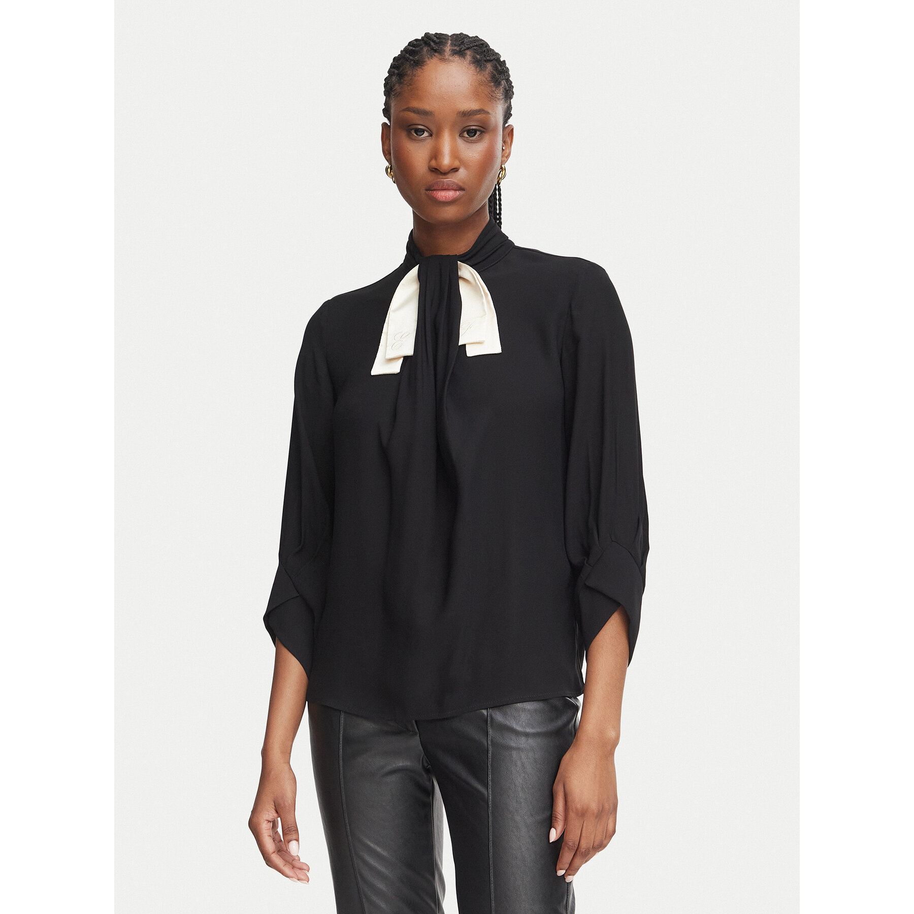 Elisabetta Franchi Bluse CA-178-66E2-V320 Schwarz Regular Fit