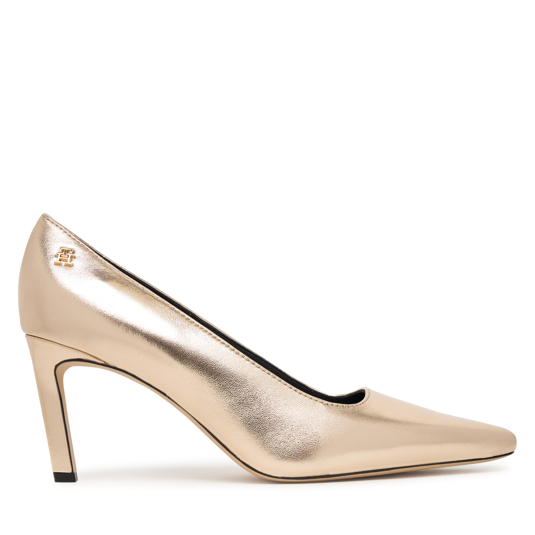 Pantofi cu toc subțire Tommy Hilfiger Logo Metallic Pump Slanted Hl FW0FW08994 Auriu