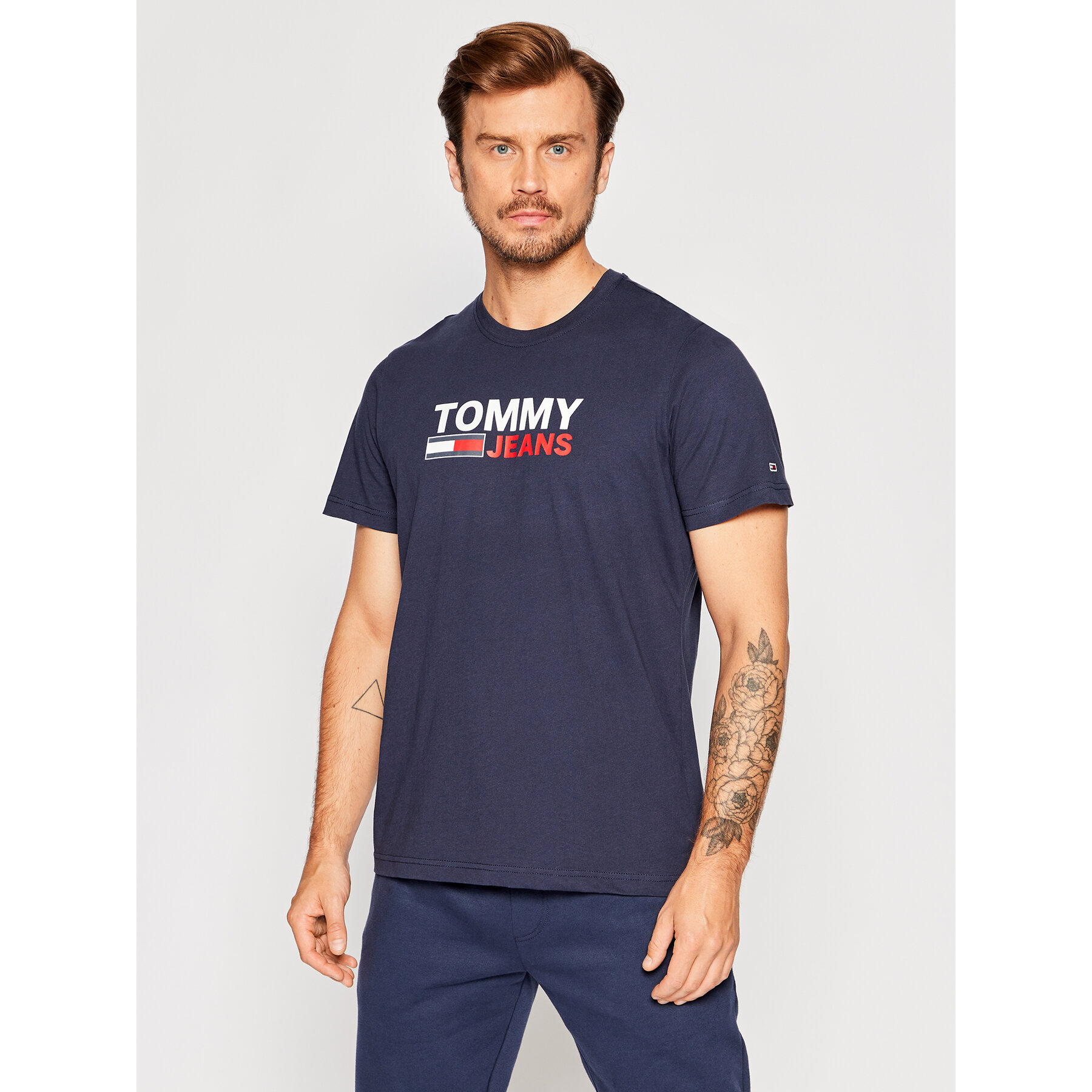 Tommy Jeans T-Shirt Corp Logo DM0DM15379 Σκούρο μπλε Regular Fit