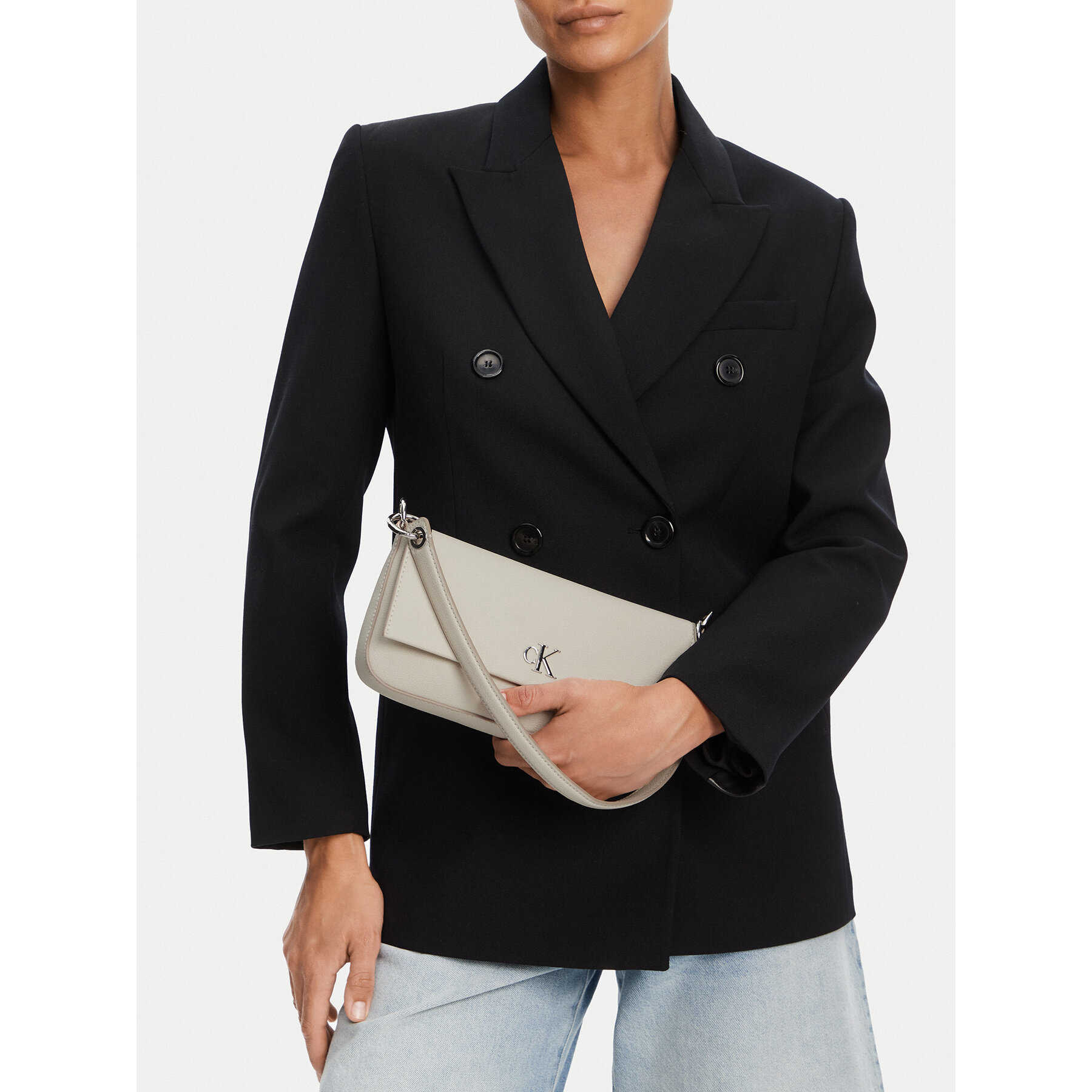 Τσάντα Calvin Klein Jeans Minimal Monogram Shoulder Pouch LV04K3161G Λευκό