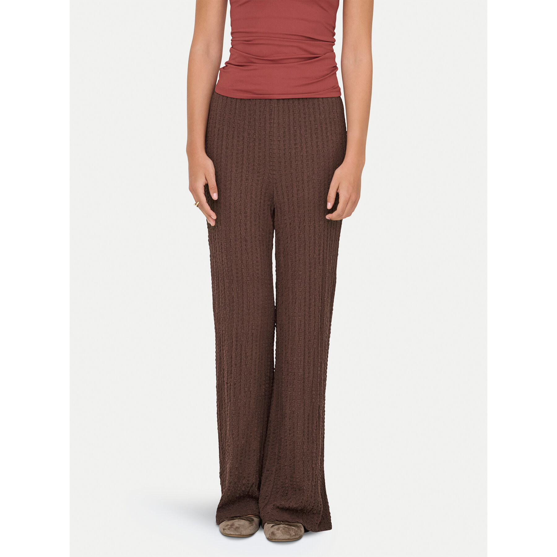 ONLY Stoffhose Ella 15368471 Braun Wide Leg