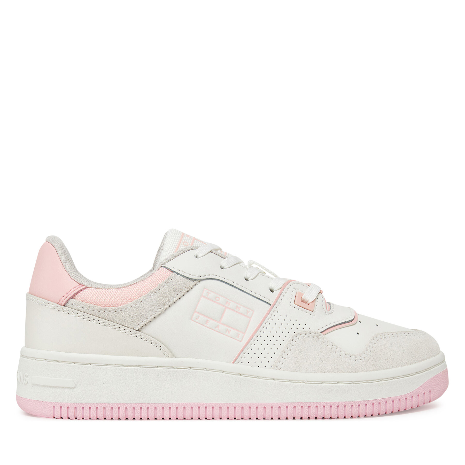 Sneakersy Tommy Jeans Tjw Retro Basket Washed Suede EN0EN02773 Biela