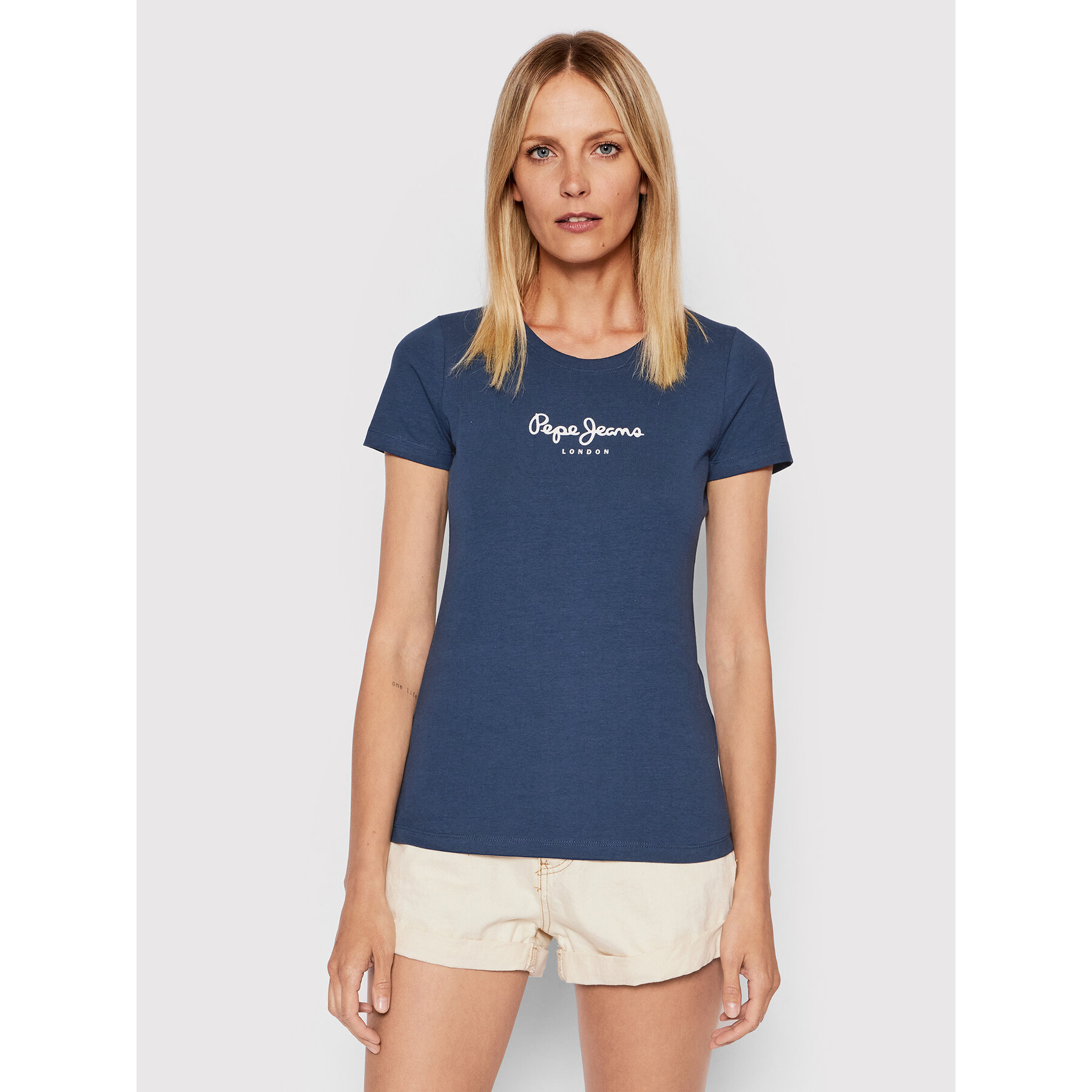 Pepe Jeans Póló New Virgina PL505202 Sötétkék Slim Fit