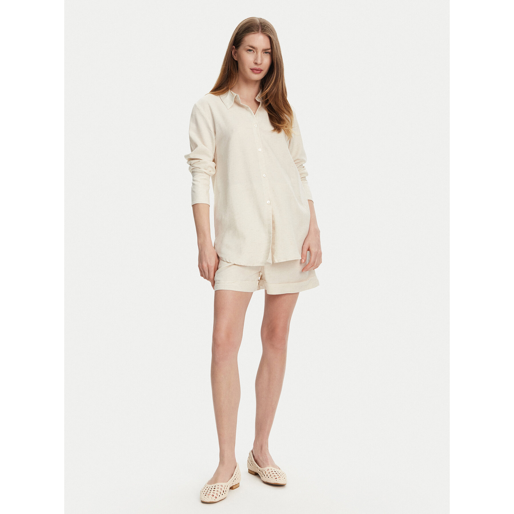 Selmark Set Hemd und Stoffshorts BC176 Beige Relaxed Fit