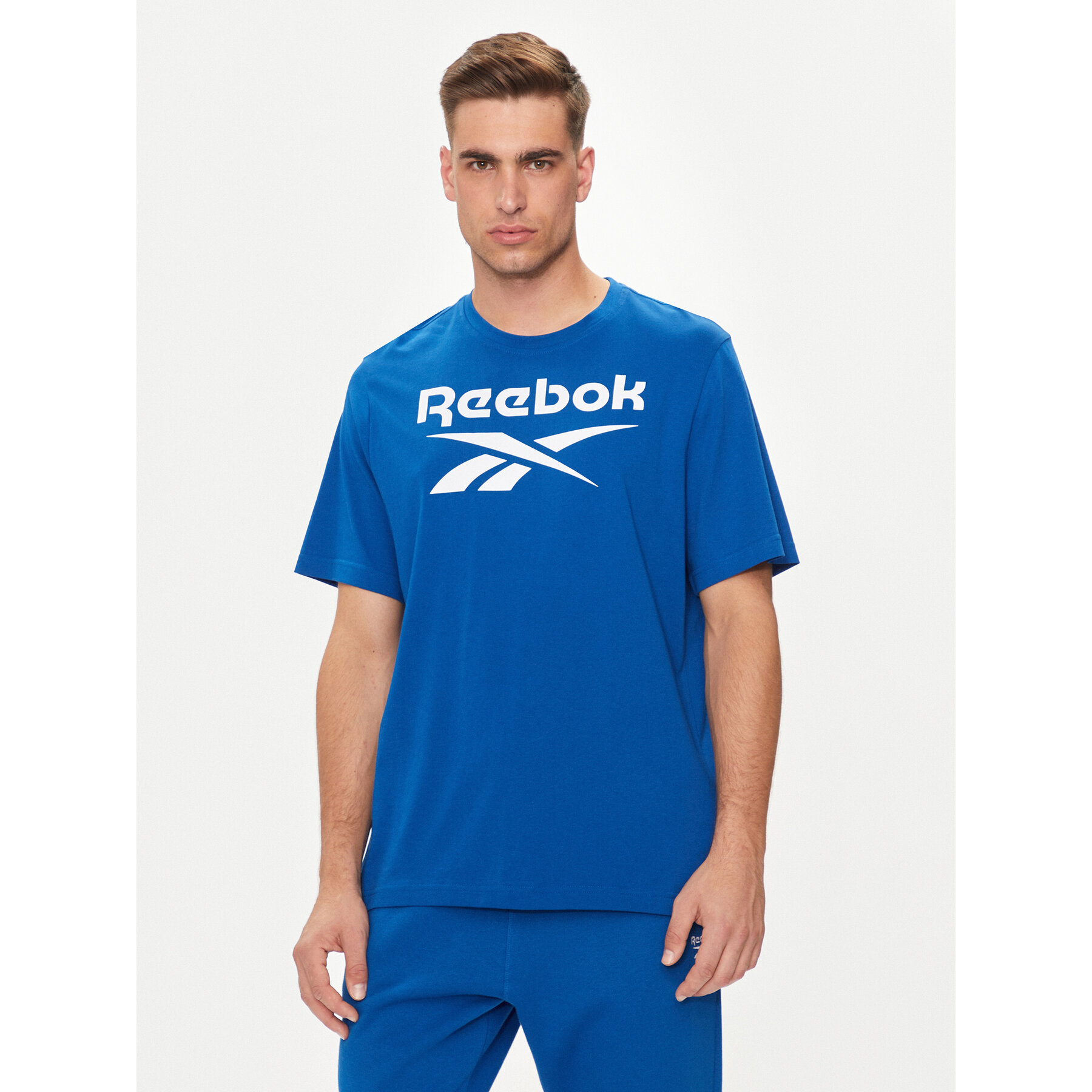 Reebok T-Shirt Big Stacked Logo 100071174 Σκούρο μπλε Regular Fit