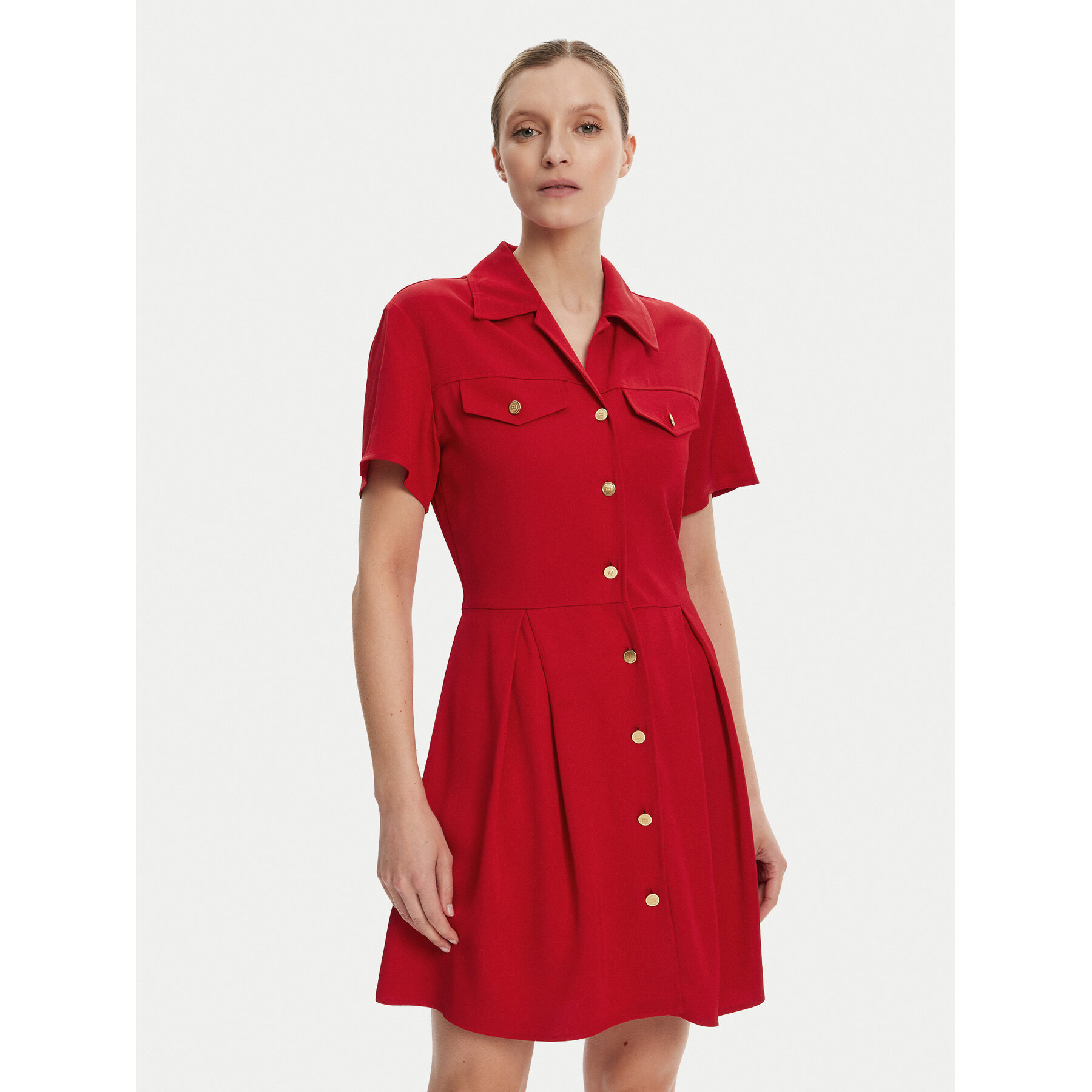 Tommy Hilfiger Hemdkleid WW0WW45819 Rot Regular Fit