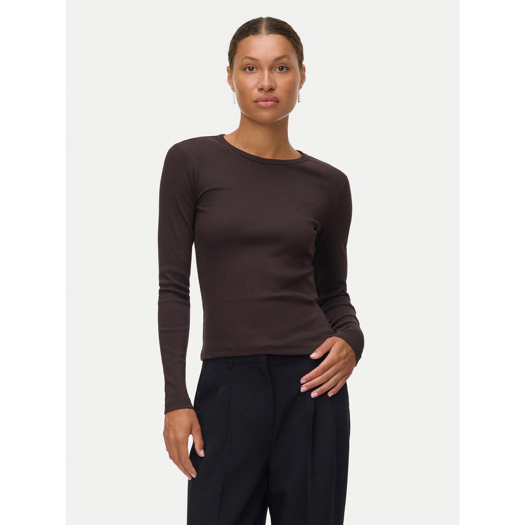 Vero Moda Marškinėliai Chloe 10306897 Ruda Slim Fit