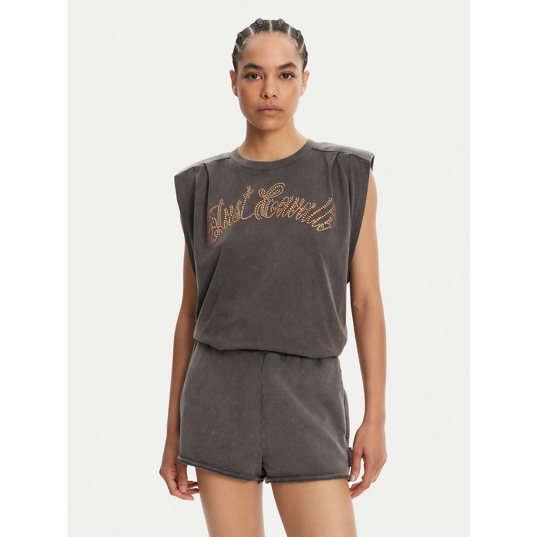 Just Cavalli Majica 78PAHE10 Siva Loose Fit