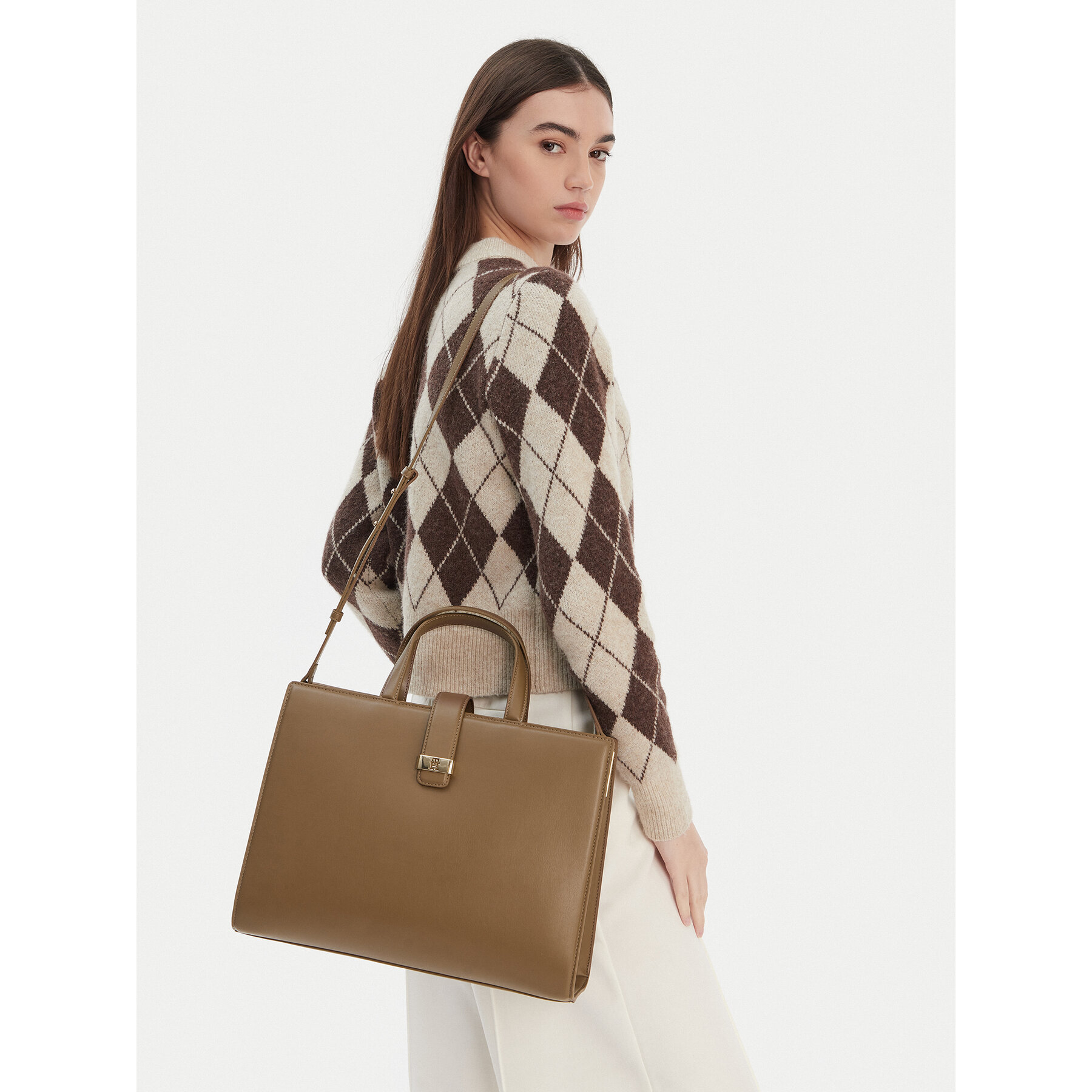 Torbica Tommy Hilfiger Th Heritage Satchel AW0AW18287 Smeđa