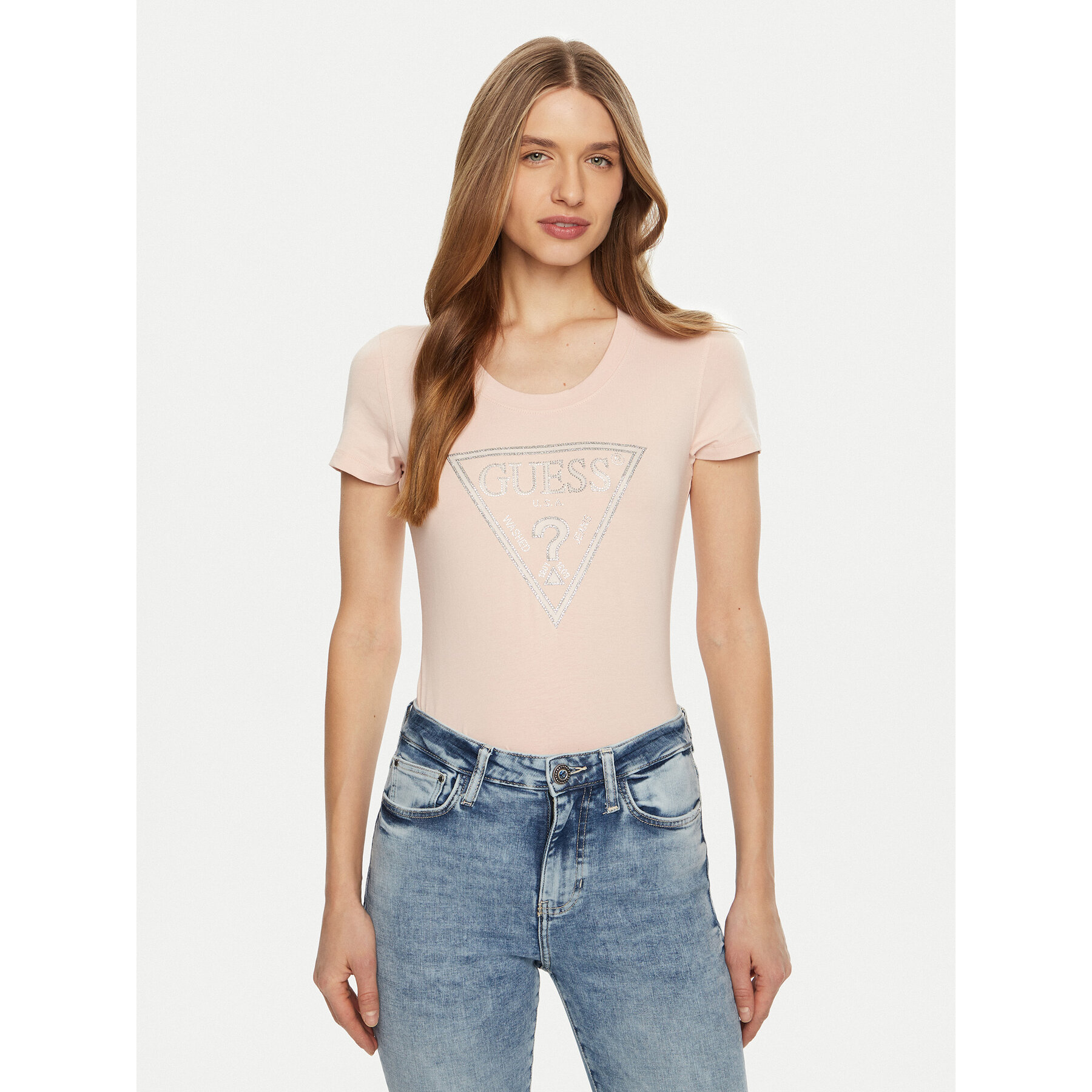 Guess Póló W5RI11 J1314 Rózsaszín Regular Fit