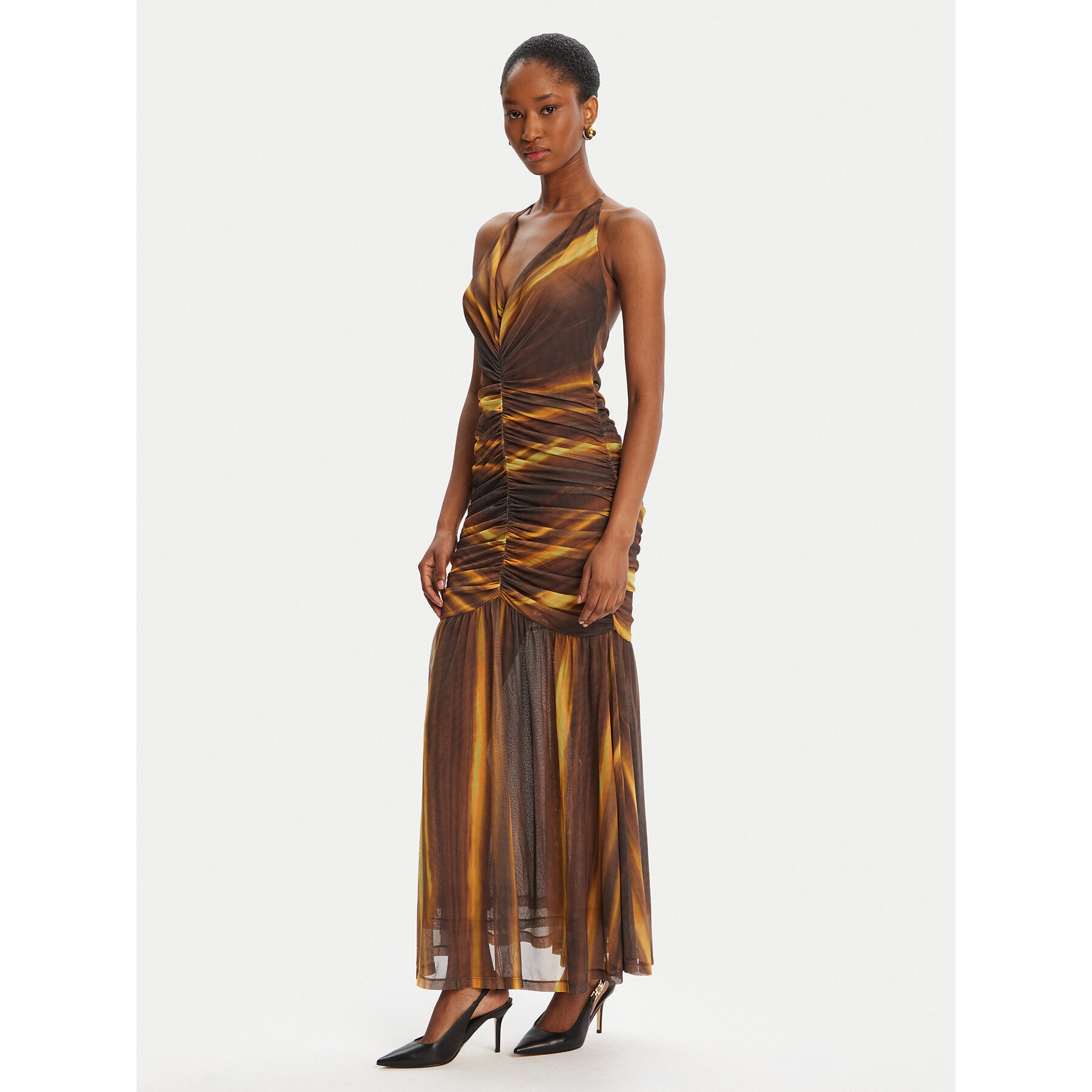 Bardot Coctailkleid Aries Mesh Maxi 59999DB Braun Slim Fit