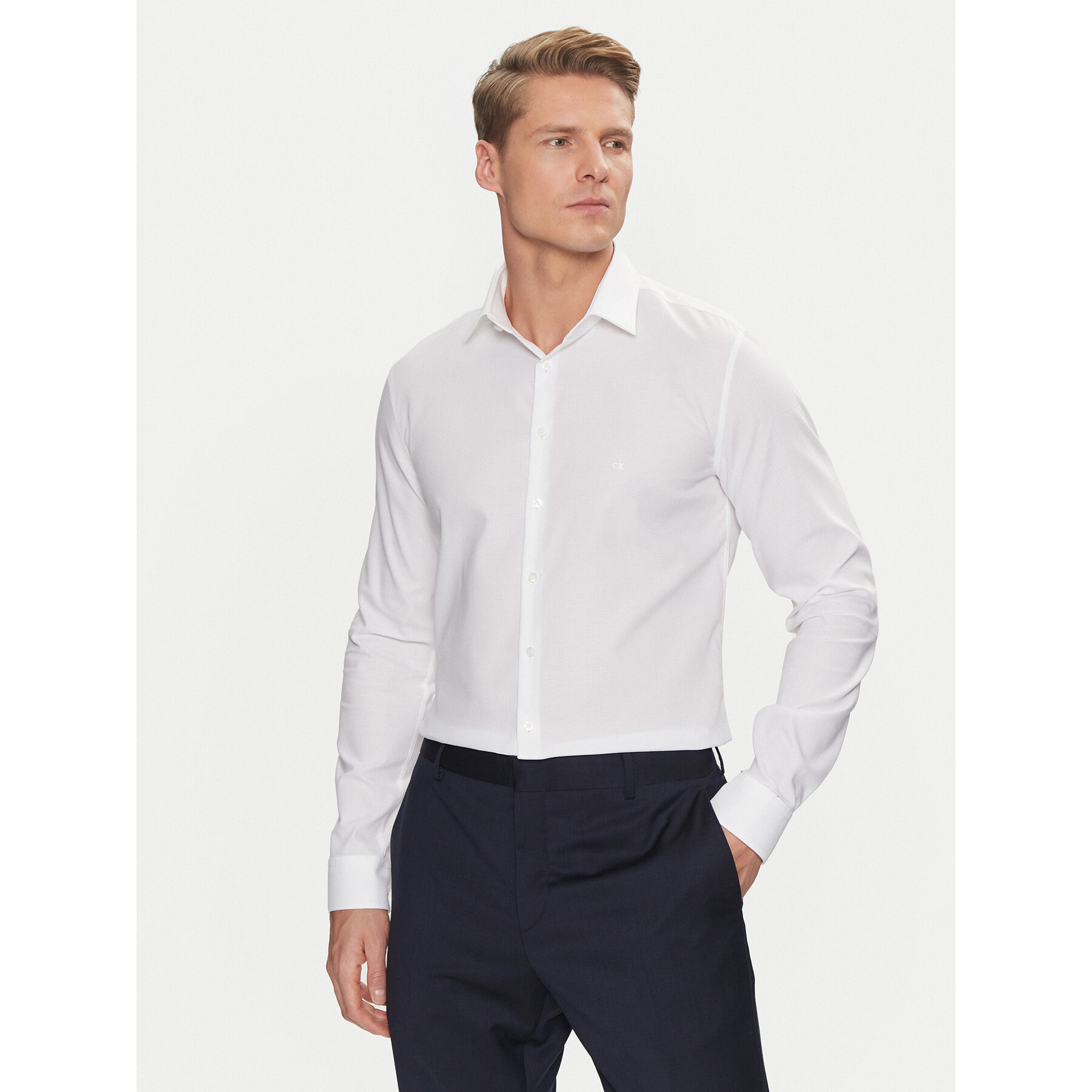 Calvin Klein Hemd Non Iron Tonal Strct Slim Shirt K10K113848 Weiß Regular Fit