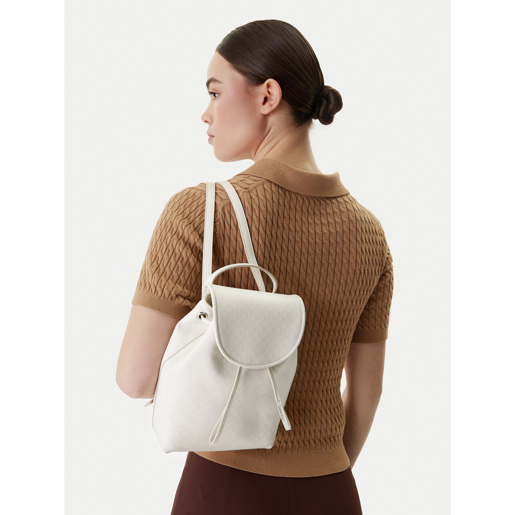 Nahrbtnik Calvin Klein Emblem Aop Mini Backpack LV04F3507G Bela