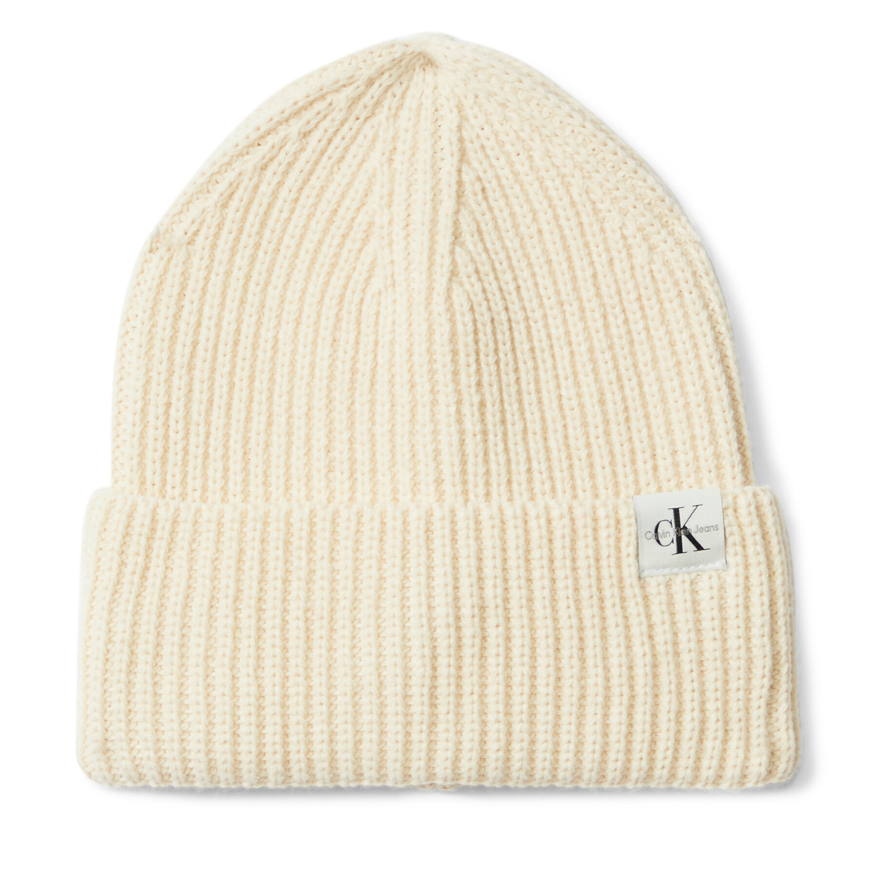 Čiapka Calvin Klein Jeans Monogram Rib Beanie IU0IU00440 Écru