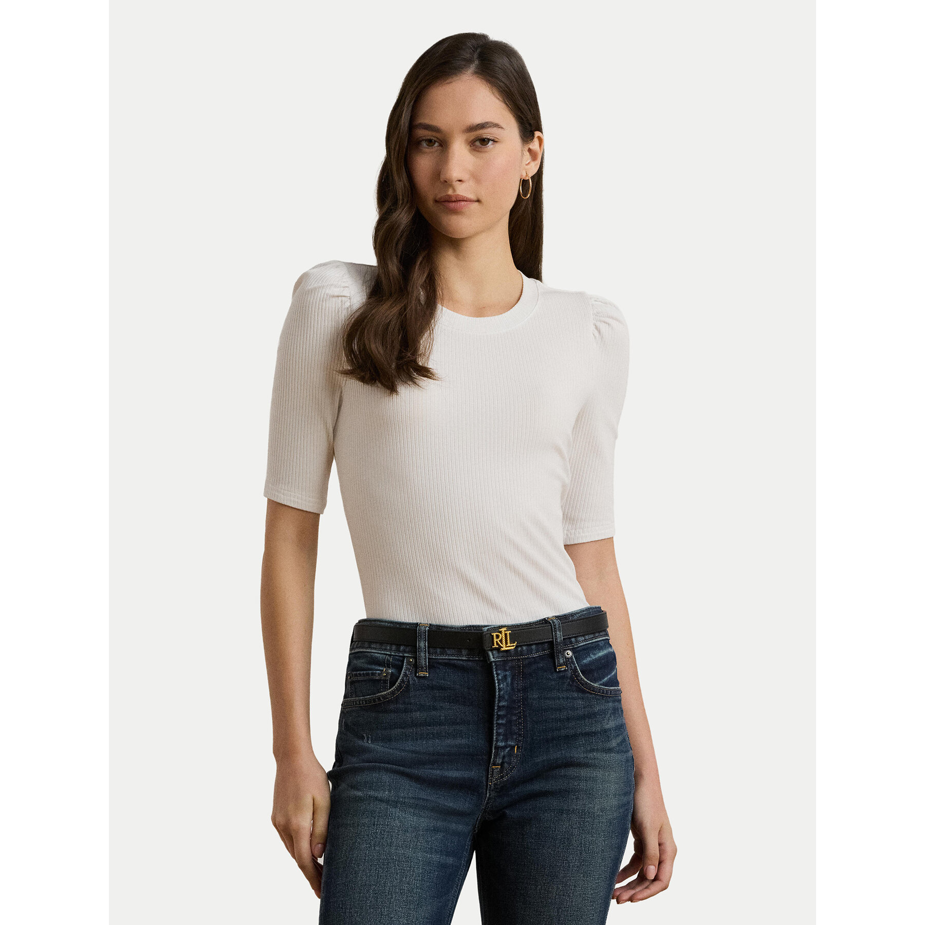 LAUREN RALPH LAUREN Bluse 200902618006 Weiß Slim Fit