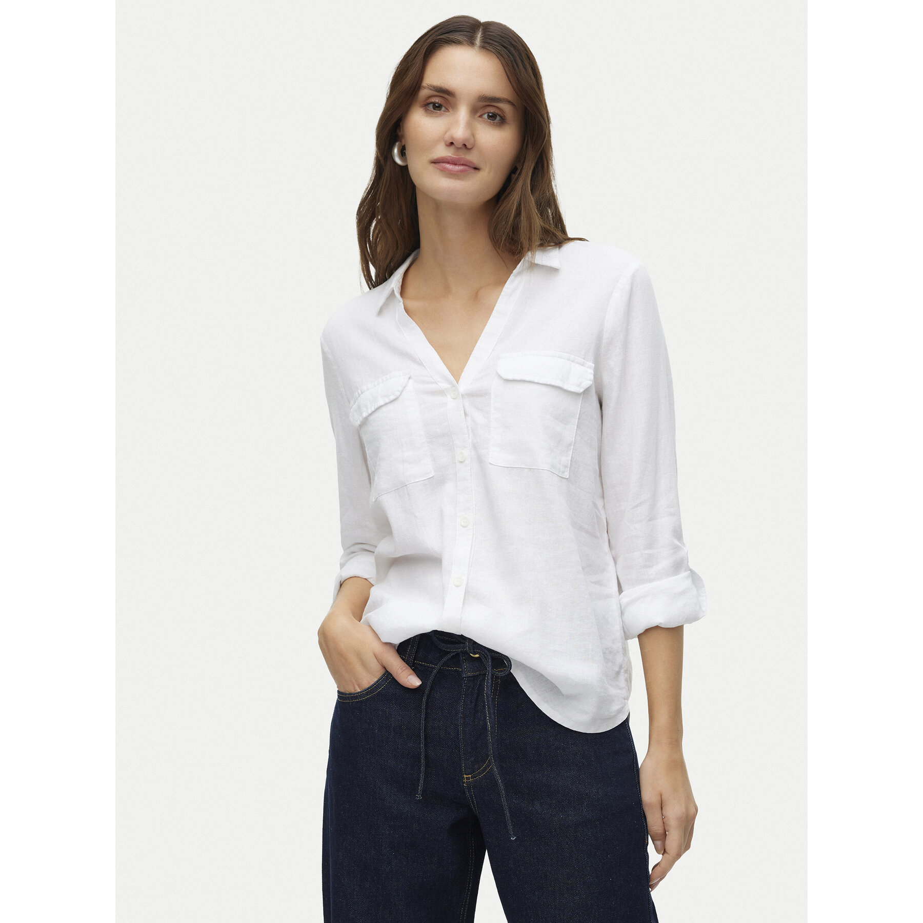 Vero Moda Hemd Linn 10308407 Weiß Regular Fit