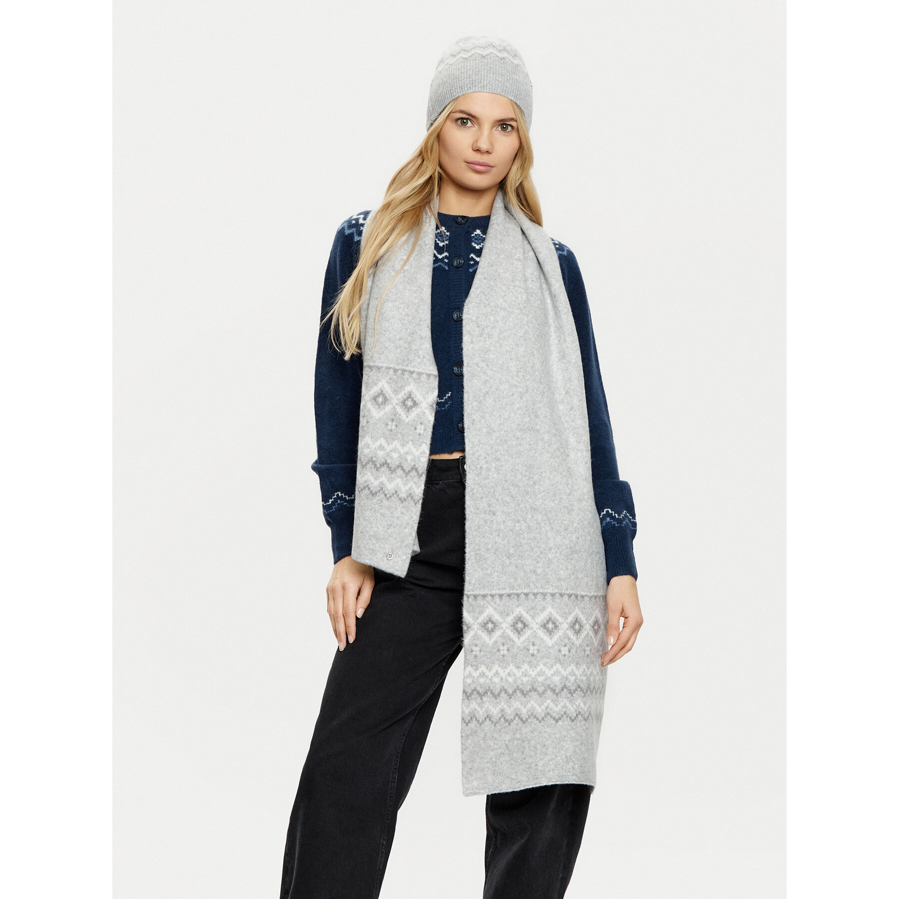 Set Fular și Căciulă Guess W5PZ18 Z3LQ0 Gri