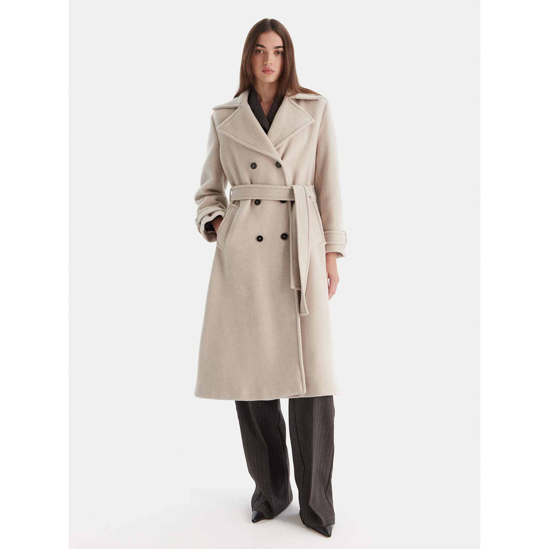 Marella Wollmantel Balcone 2523016112 Beige Regular Fit