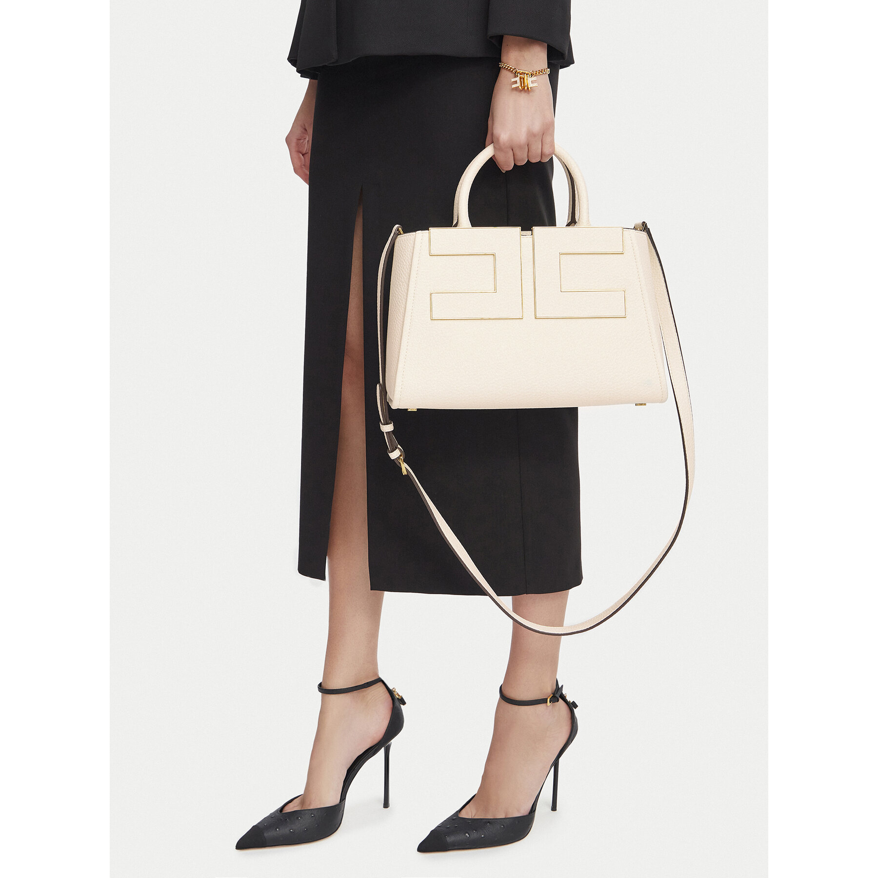 Rankinė Elisabetta Franchi BS-06A-66E2-V440 Kreminė